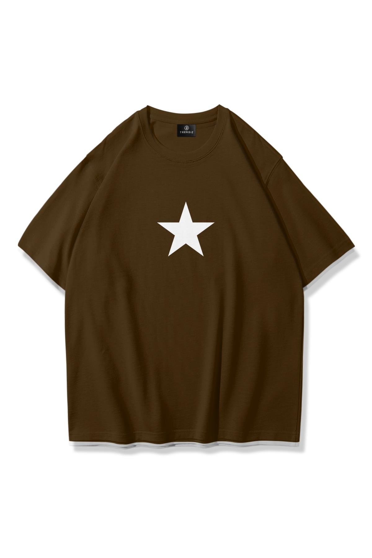 Trendiz Unisex Star Tshirt Kahve