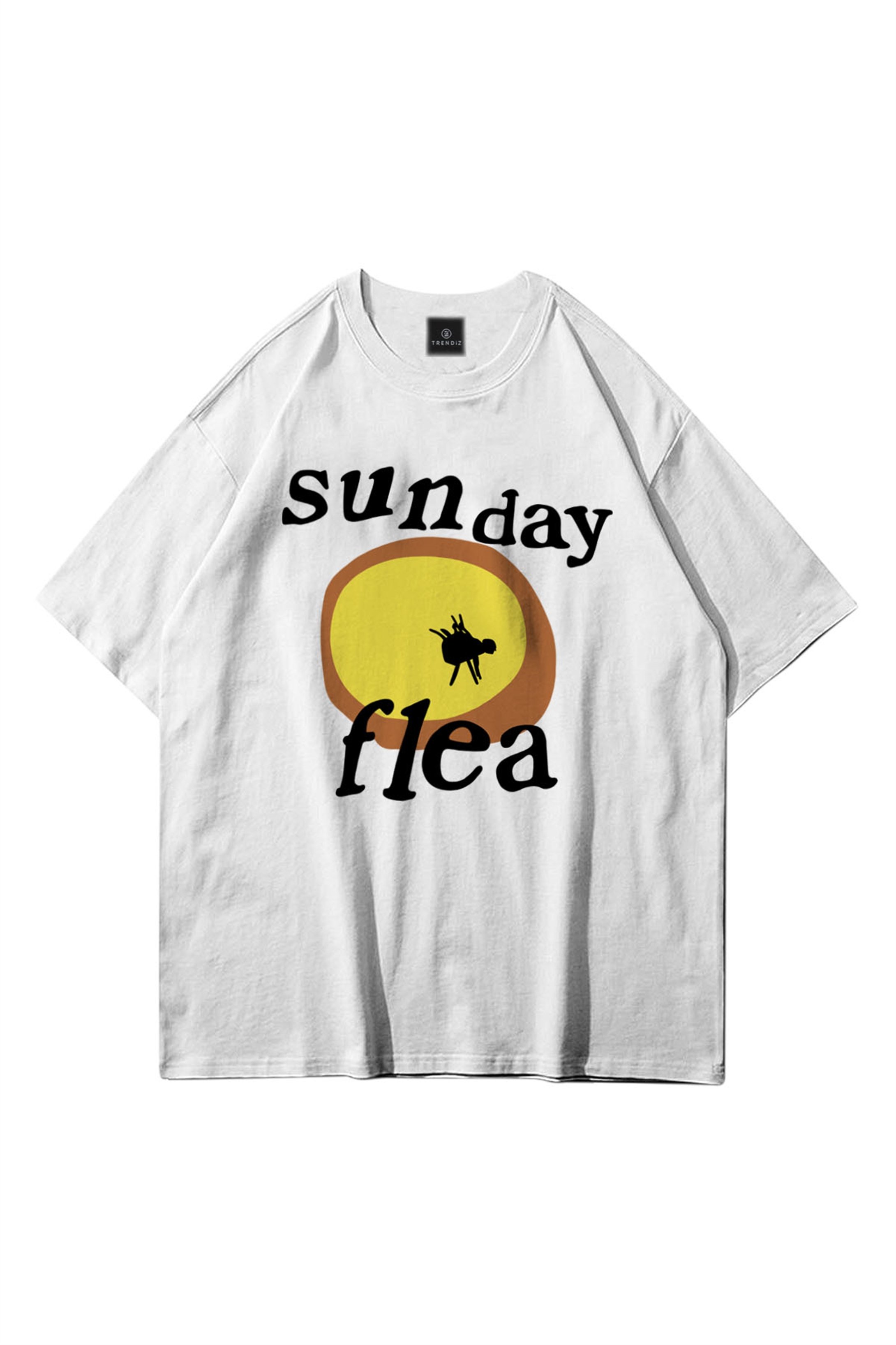 Trendiz Unisex Sunday Flea Beyaz Tshirt