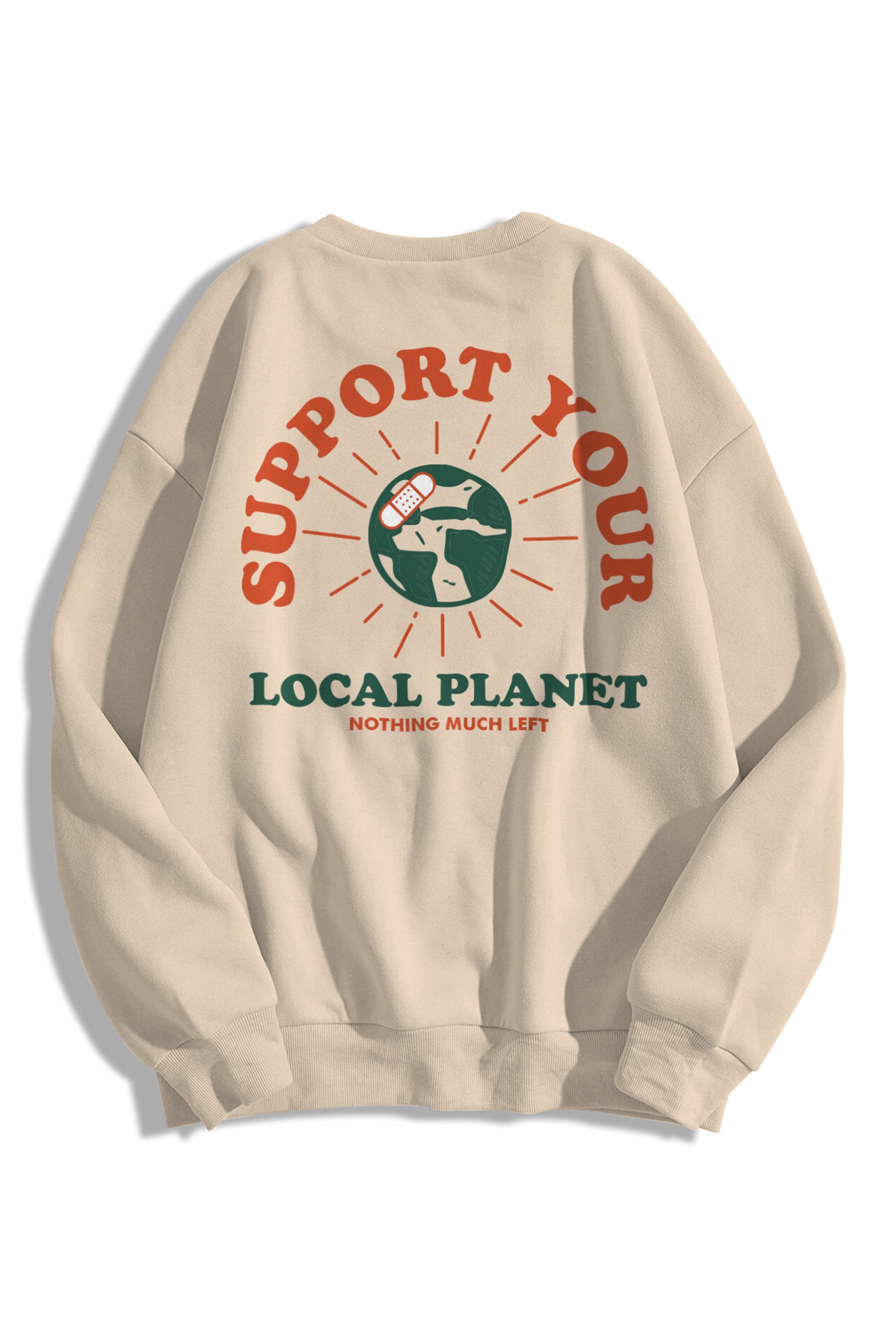 Trendiz Unisex Support Your Planet Bisiklet Yaka Sweatshirt Taş
