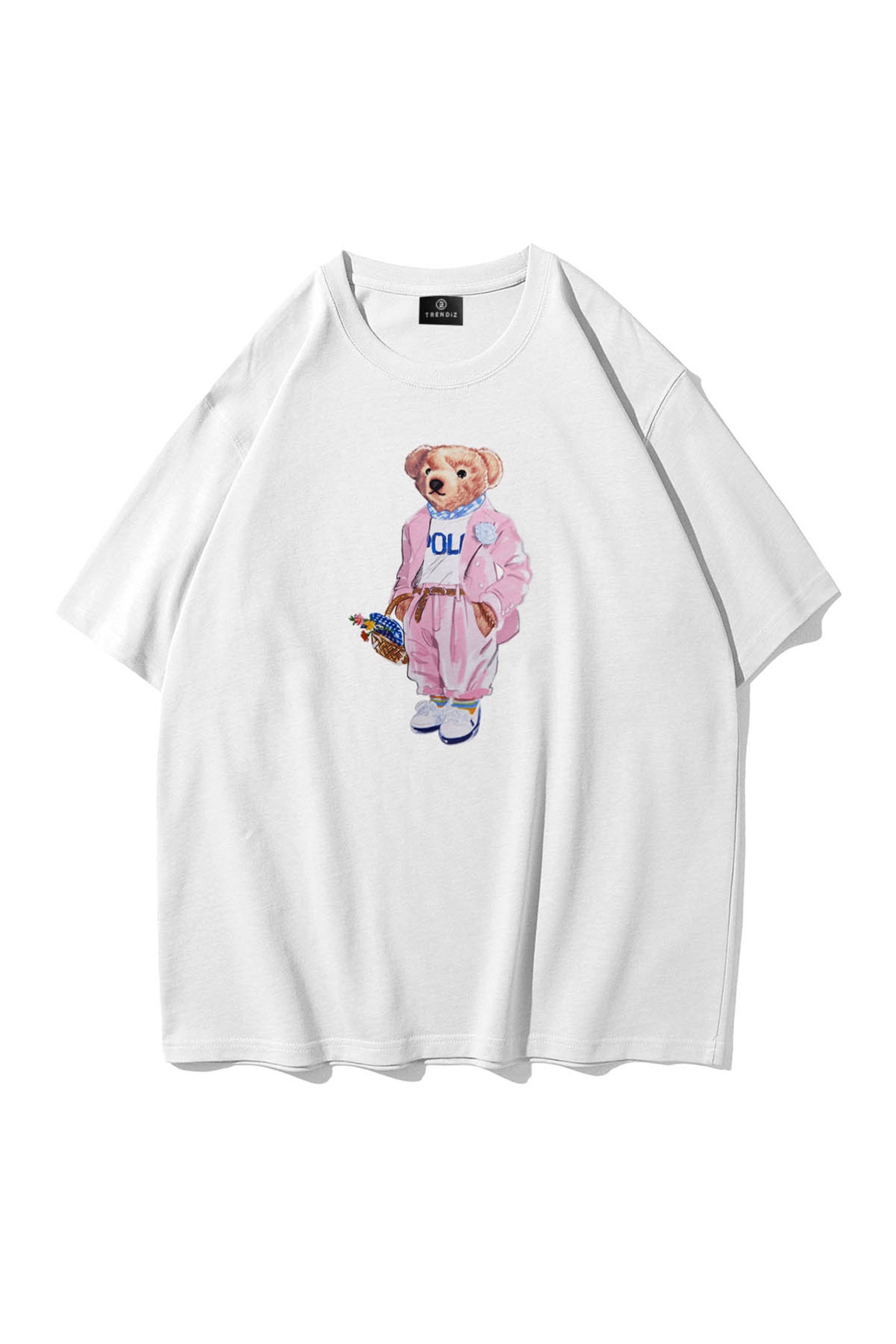 Trendiz Unisex Teddy Beyaz Tshirt