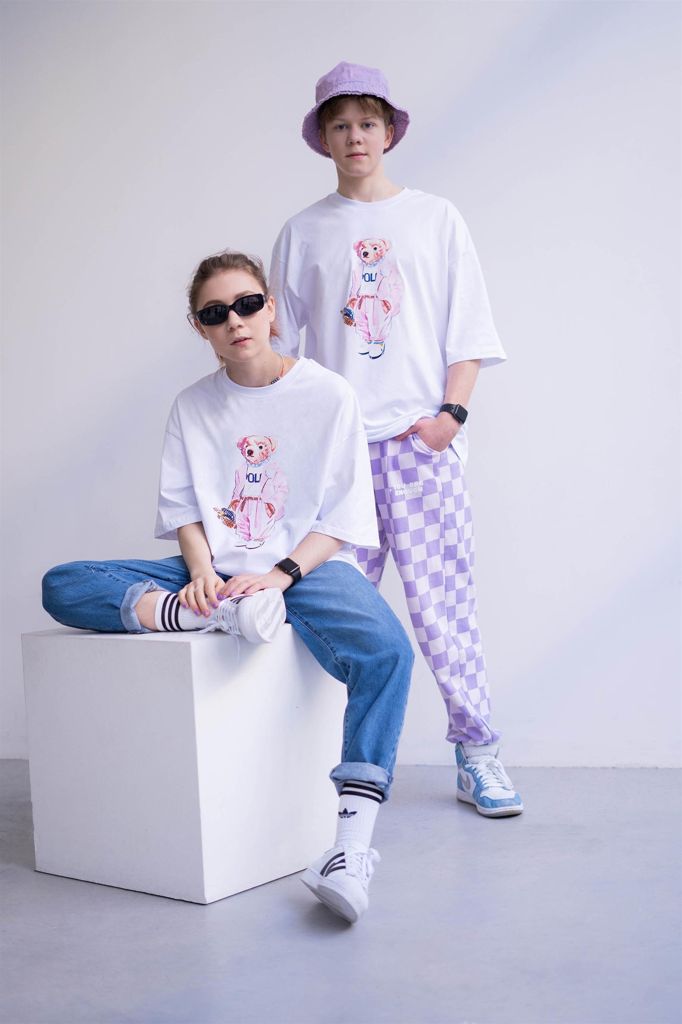 Trendiz Unisex Teddy Beyaz Tshirt
