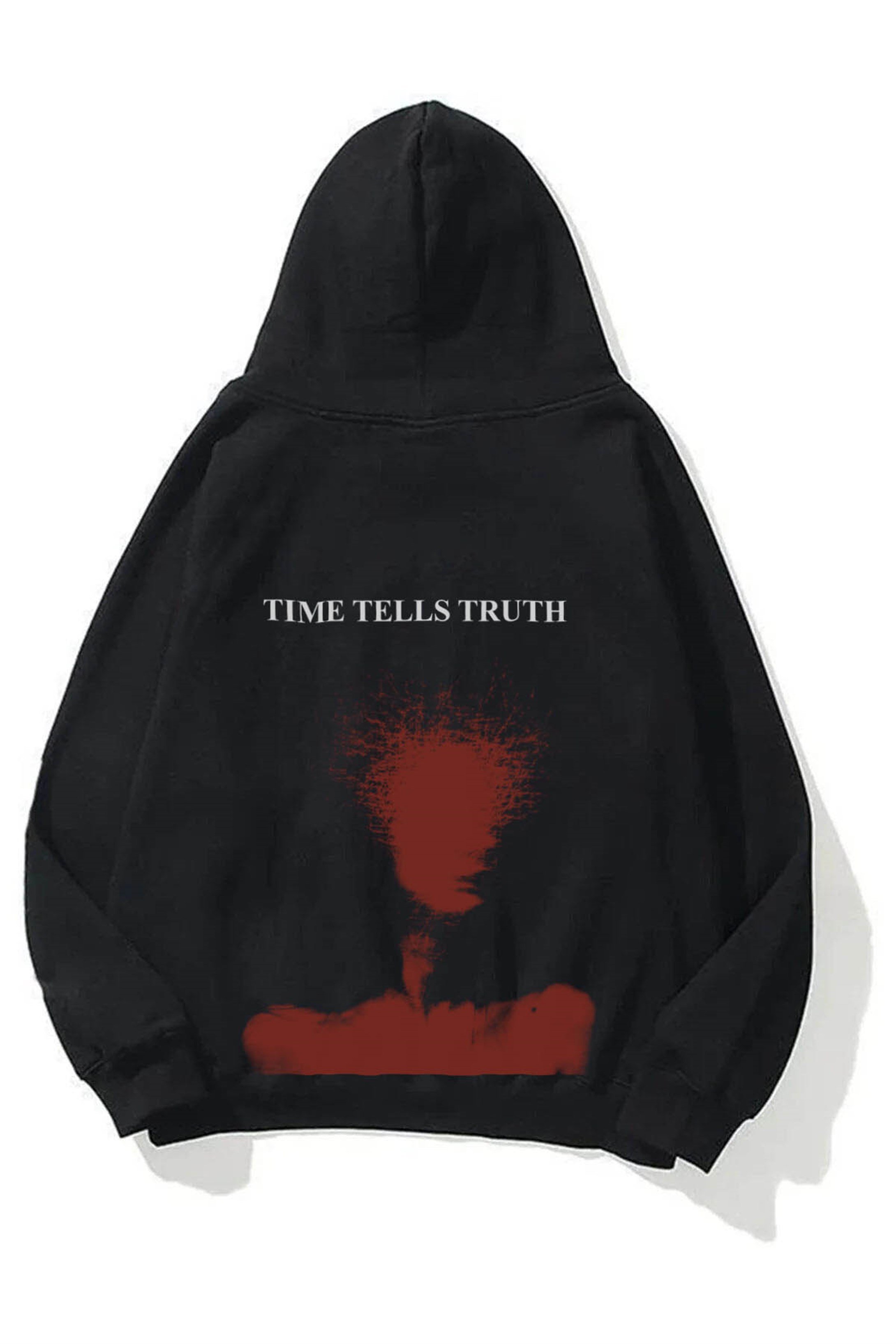 Trendiz Unisex Time Tells Truth Sweatshirt Siyah