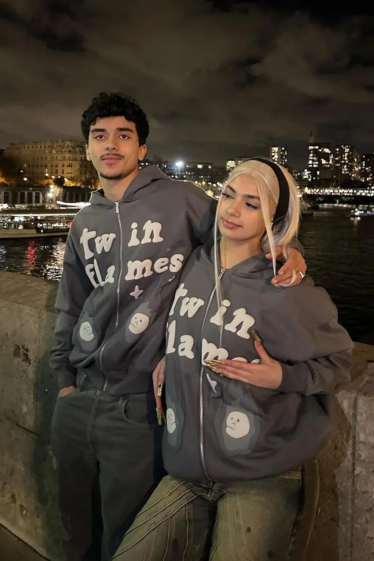 Trendiz Unisex Twin Flames Fermuarlı Sweatshirt Antrasit