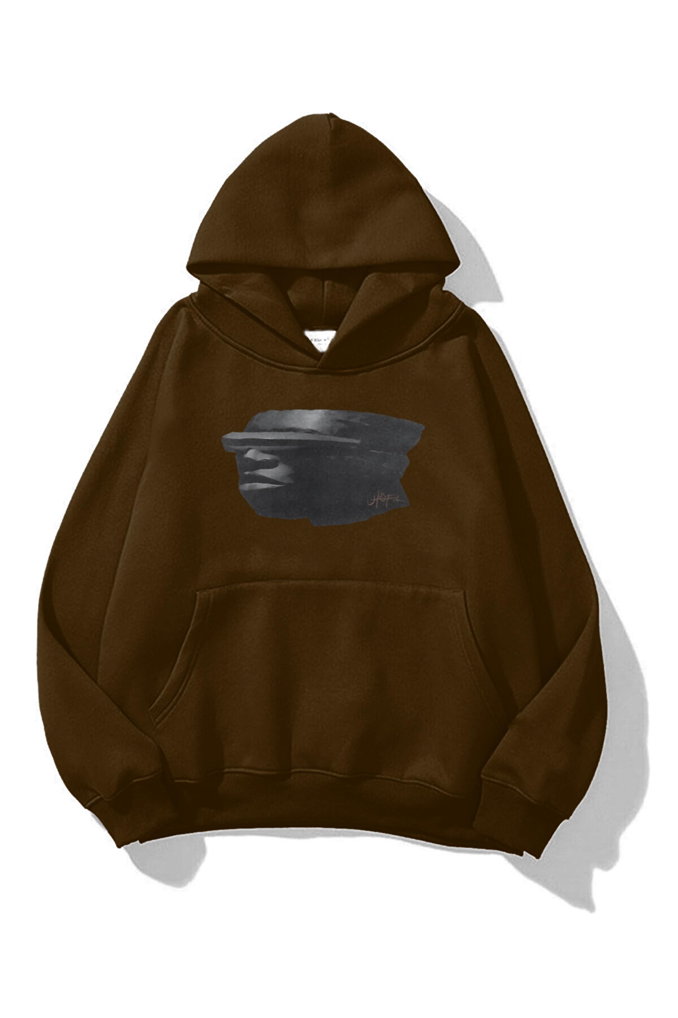 Trendiz Unisex Utopia Face Travis Scott Sweatshirt Kahverengi