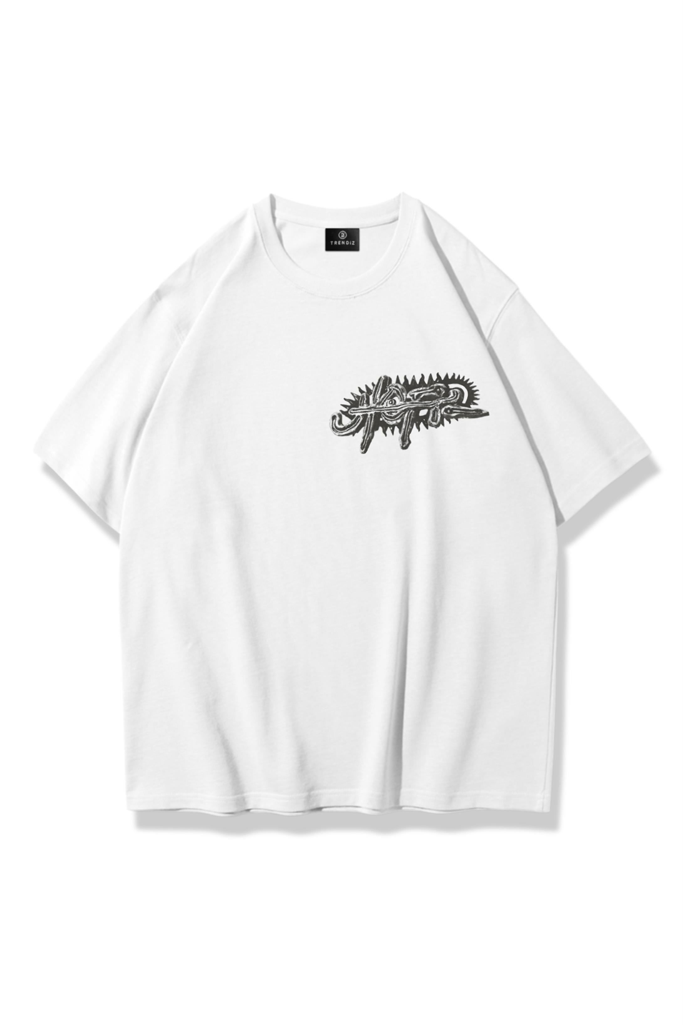 Trendiz Unisex Utopia Wheel Travis Scott Tshirt Beyaz