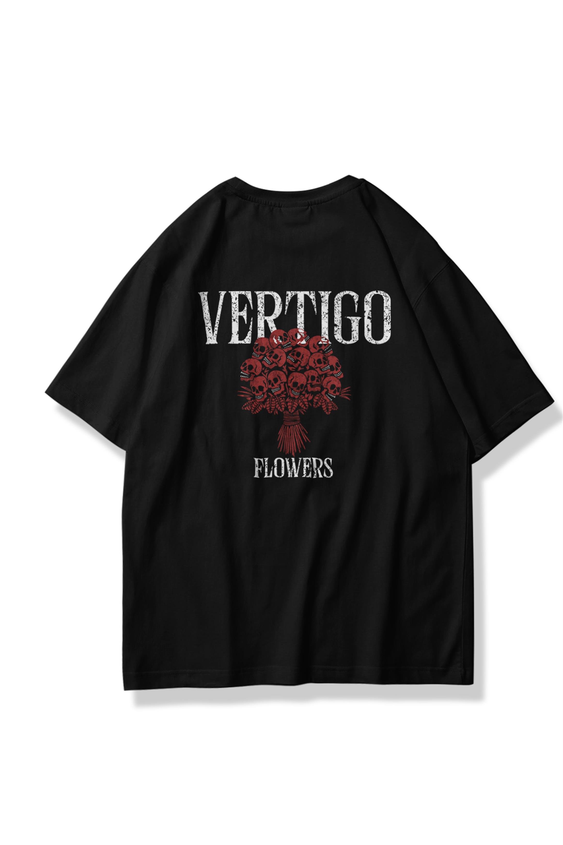 Trendiz Unisex Vertigo Flowers Tshirt Siyah