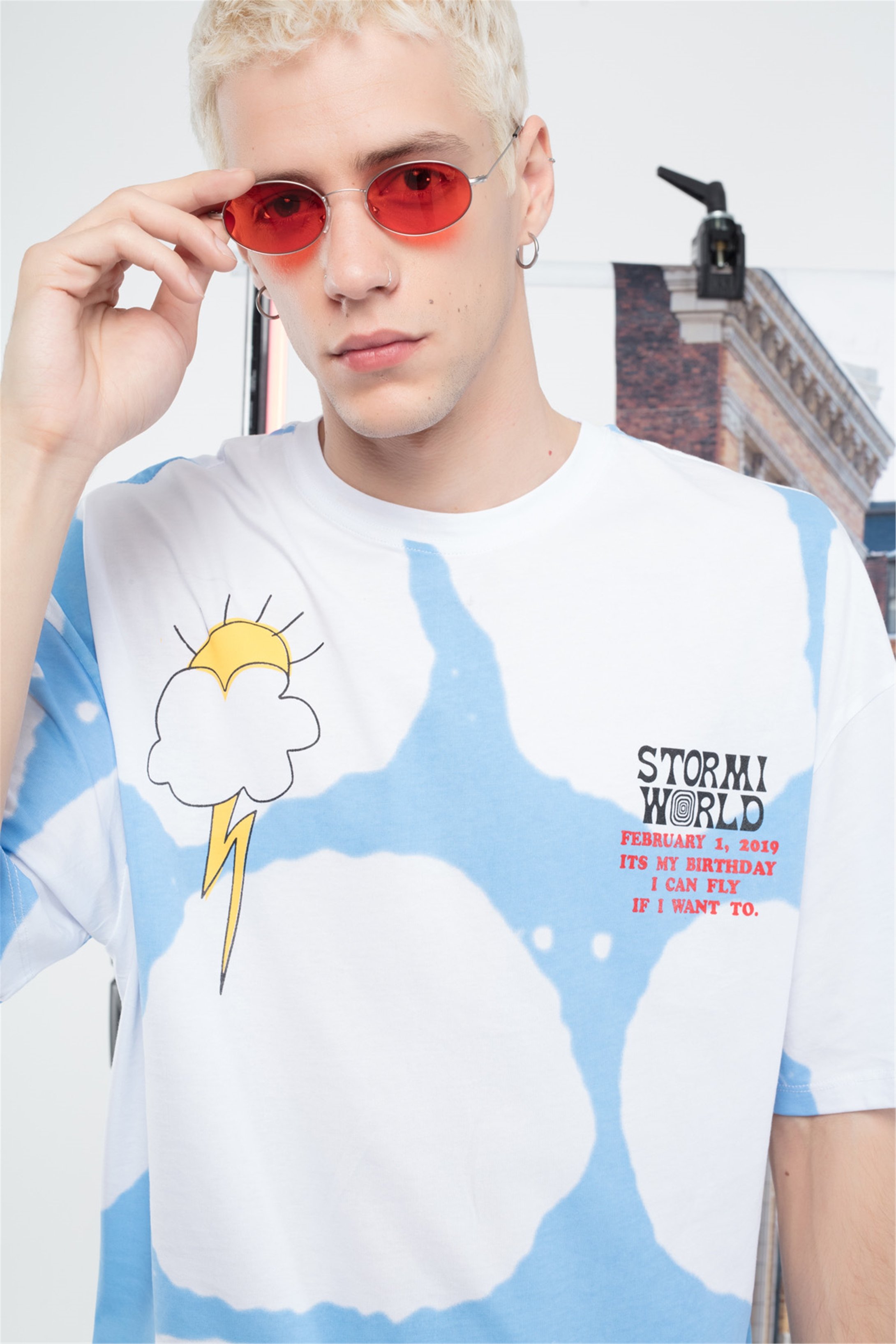 Trendiz Unisex Wishyou Tshirt Beyaz - Mavi