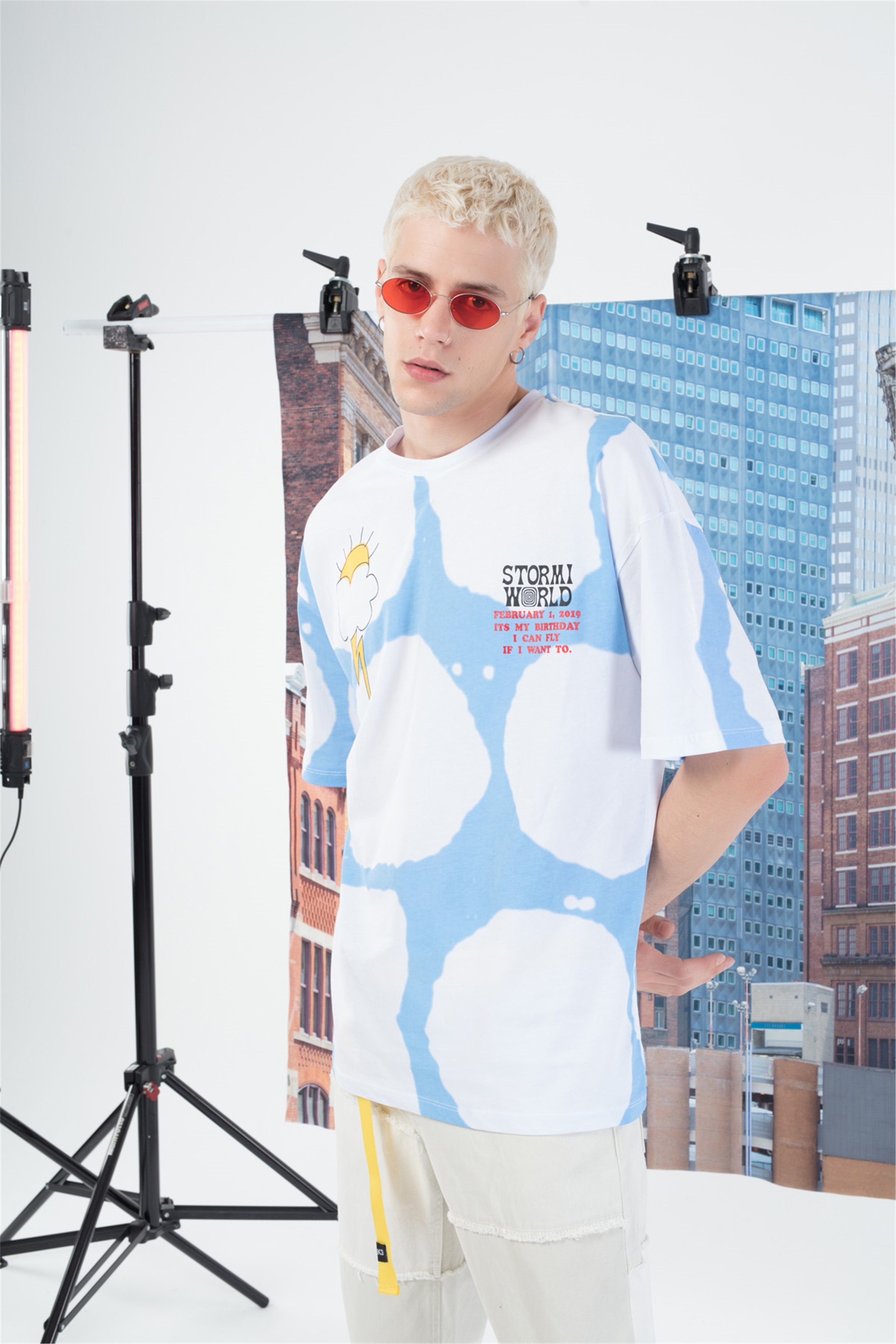Trendiz Unisex Wishyou Tshirt Beyaz - Mavi