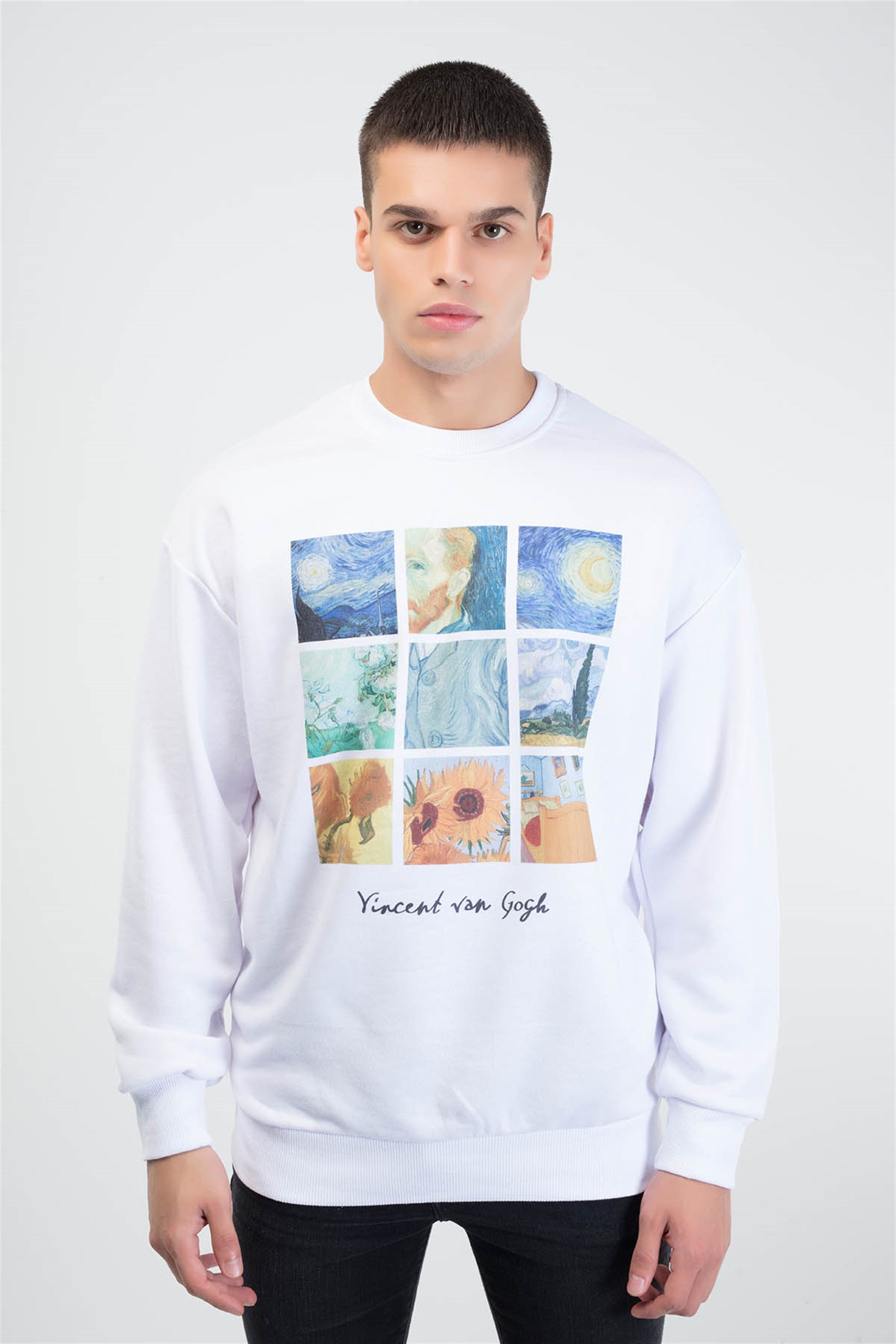 Trendiz Vincent Kolaj Yuvarlak Yaka Sweatshirt Beyaz 111103