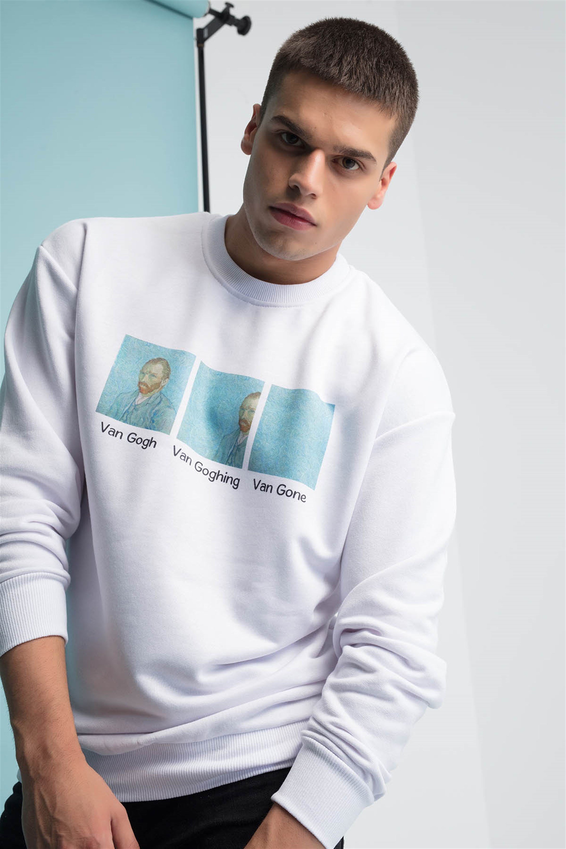 Trendiz Vincent Kolaj Yuvarlak Yaka Sweatshirt Beyaz 111136