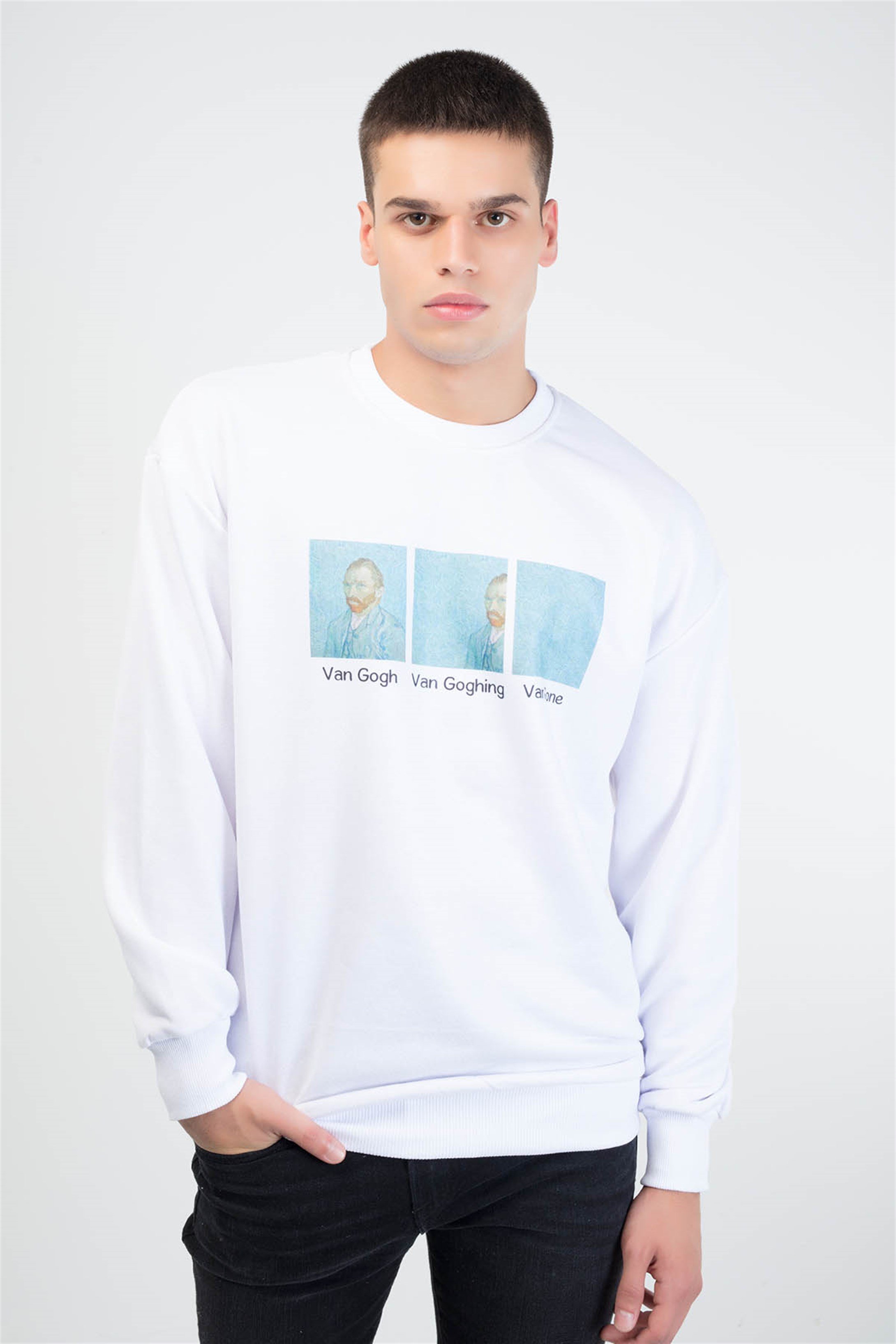 Trendiz Vincent Kolaj Yuvarlak Yaka Sweatshirt Beyaz 111136