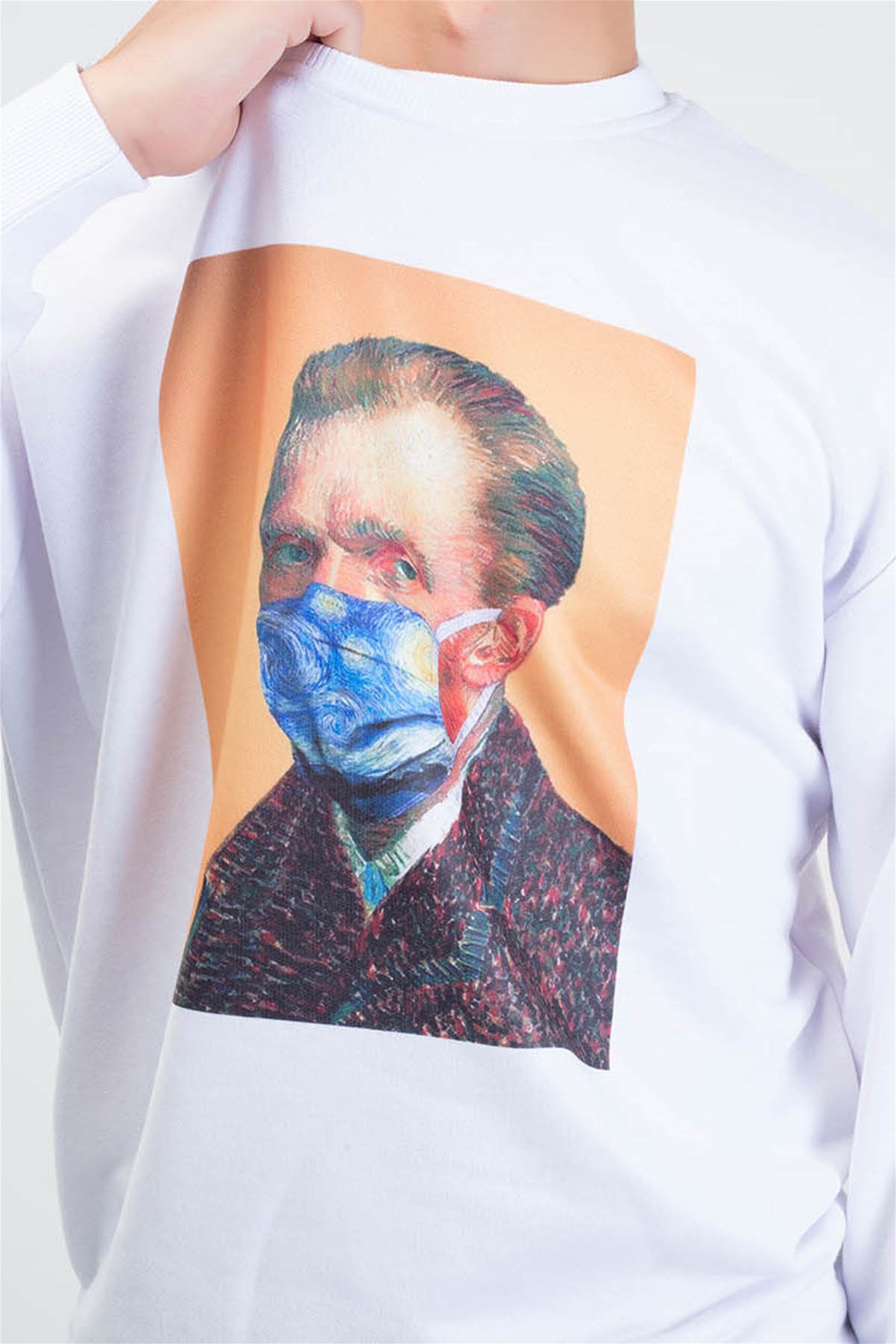 Trendiz Vincent Mask Yuvarlak Yaka Sweatshirt Beyaz 111107