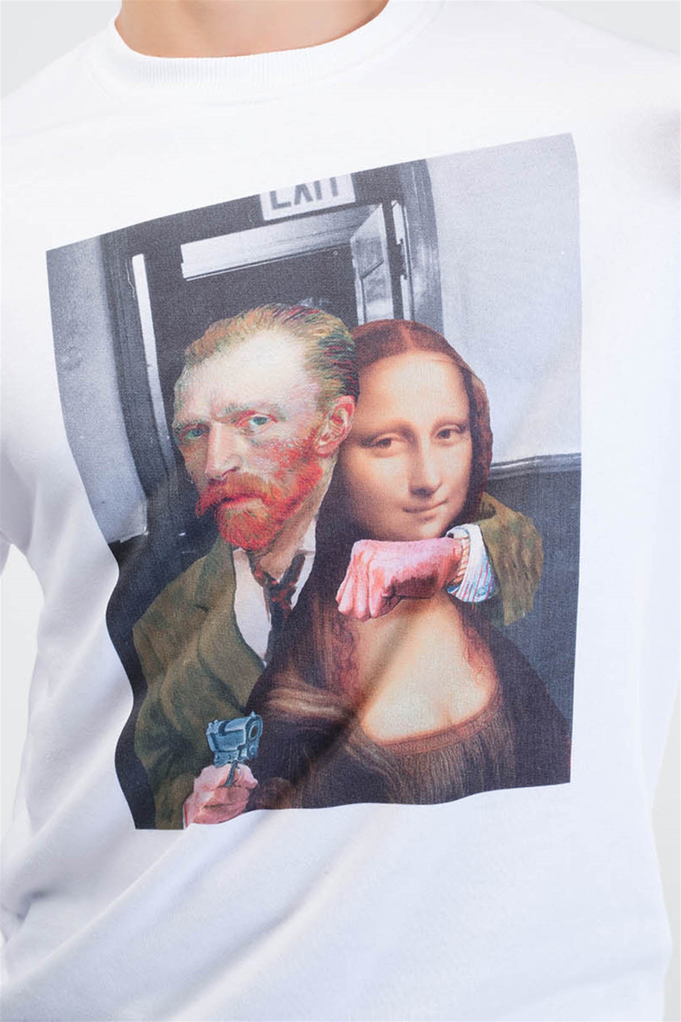 Trendiz Vincent of Mona Lisa Yuvarlak Yaka Sweatshirt Beyaz 111111