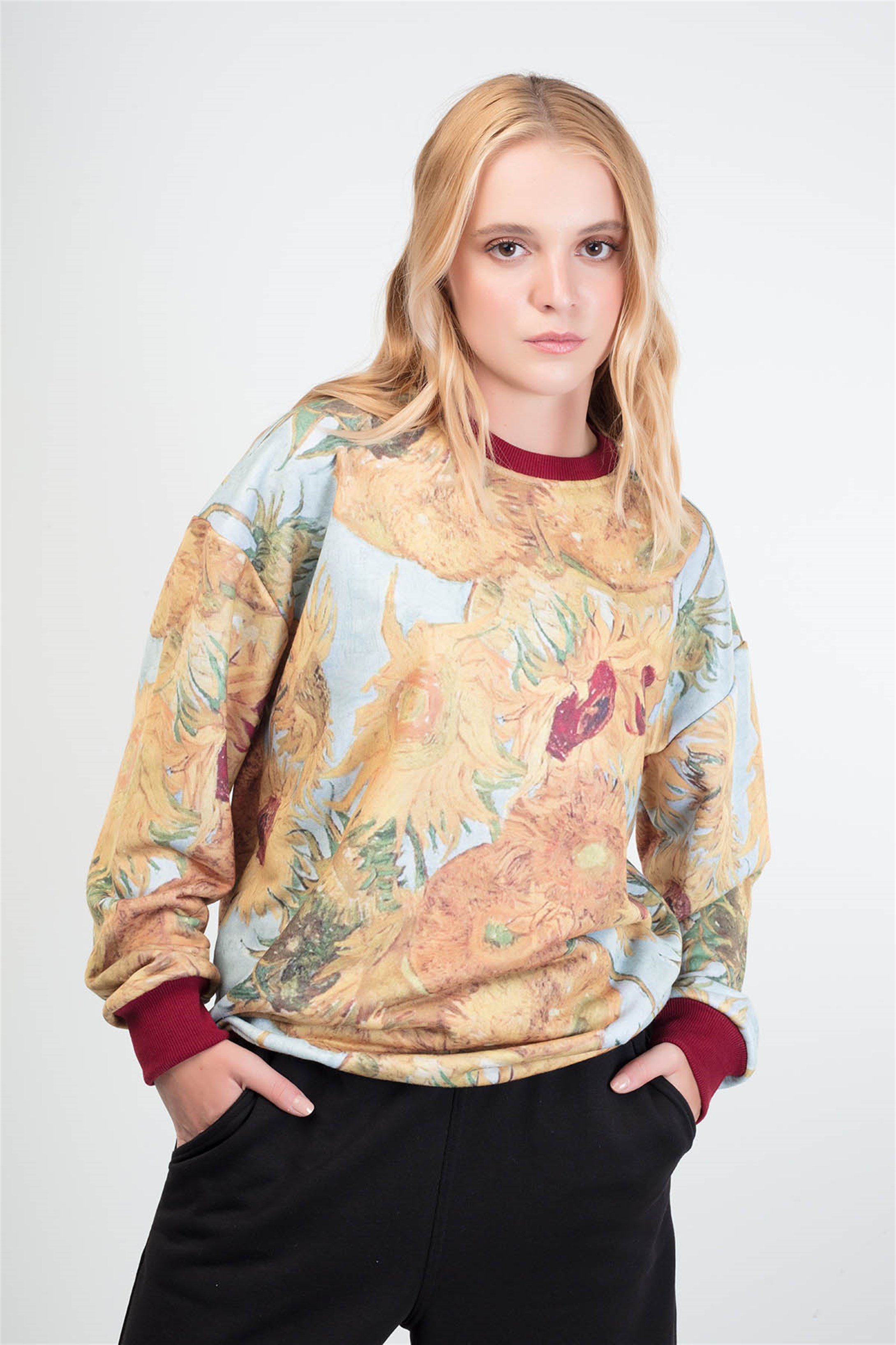 Trendiz Vincent Unisex Yuvarlak Yaka Sweatshirt Bordo 131105