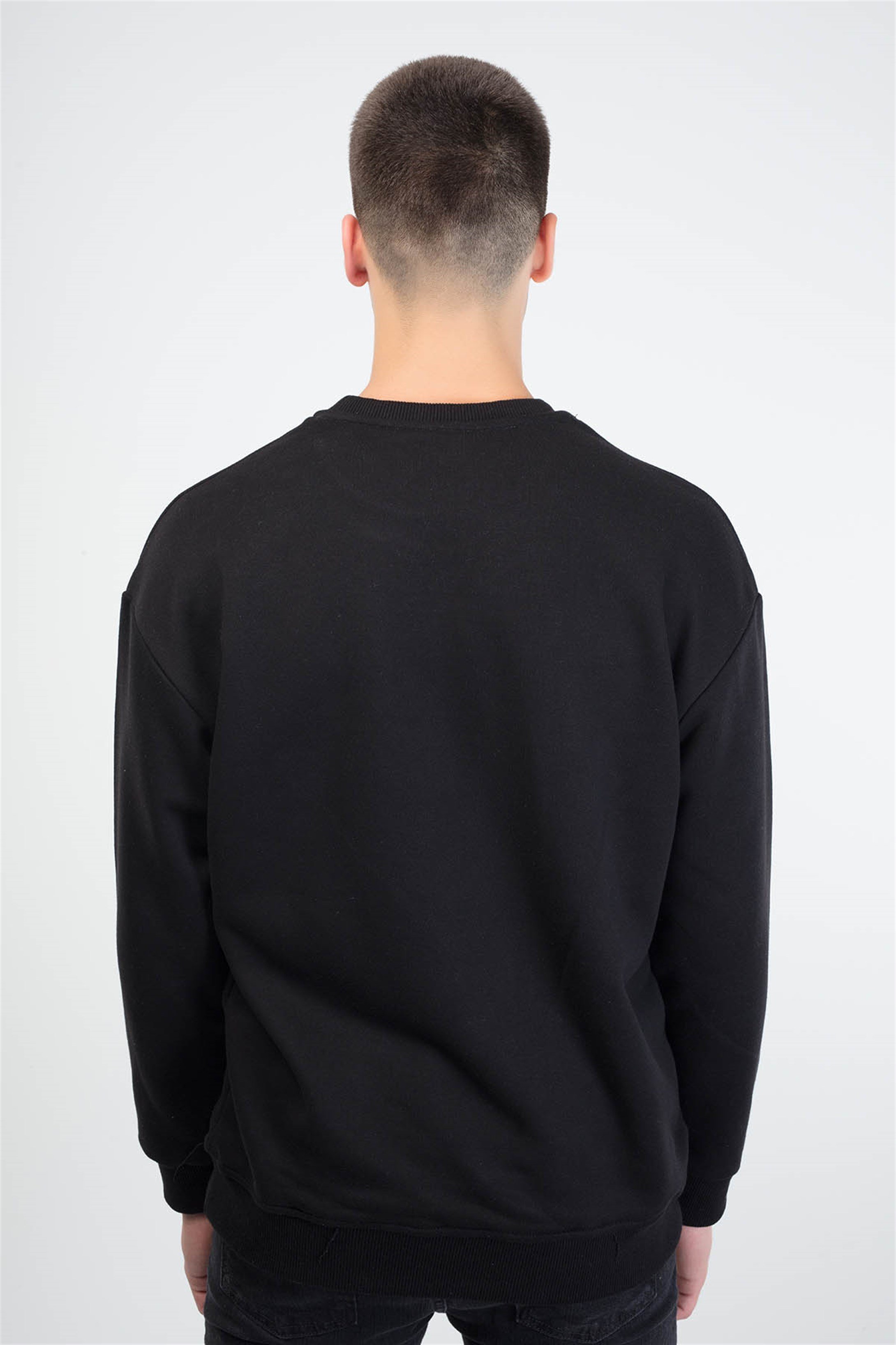 Trendiz Wifi Couple Erkek Yuvarlak Yaka Sweatshirt Siyah 121101