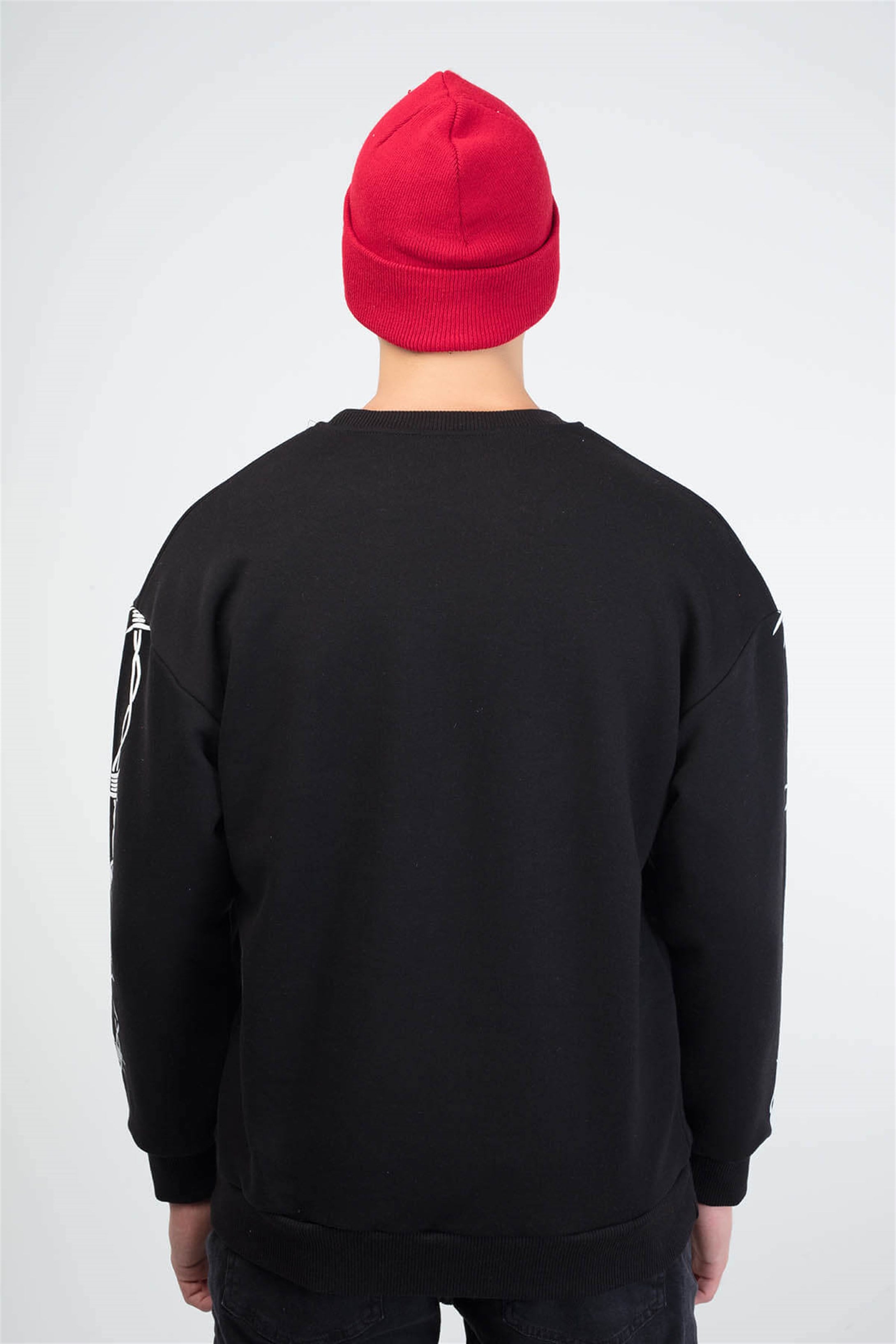 Trendiz Wire Baskılı Unisex Yuvarlak Yaka Sweatshirt Siyah 111165