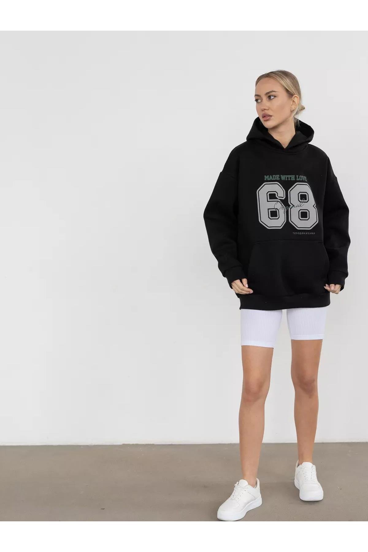 Unisex 68 Made with Love Sweatshirt Siyah