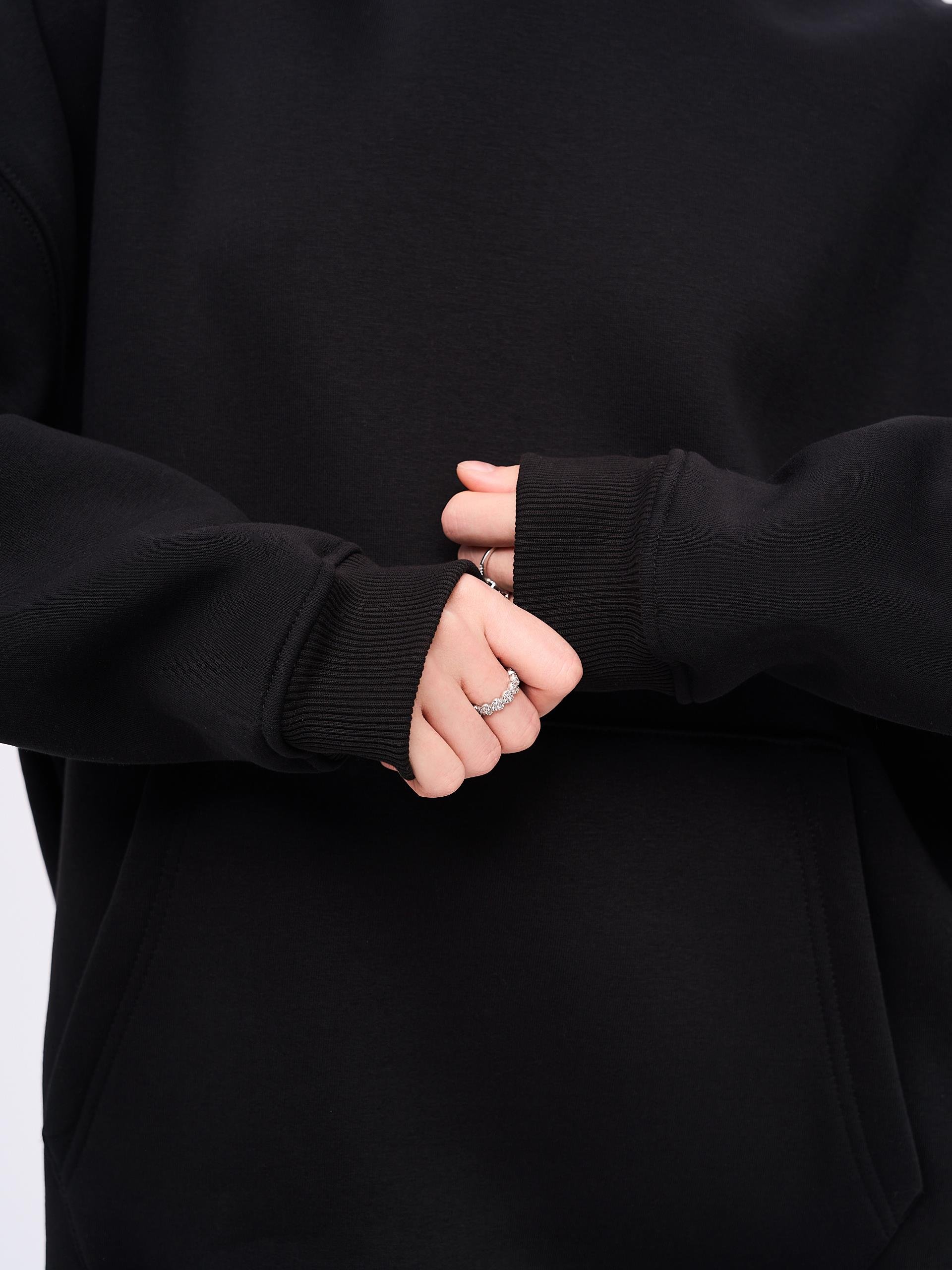 Unisex Akrep Taş Baskılı Sweatshirt Siyah