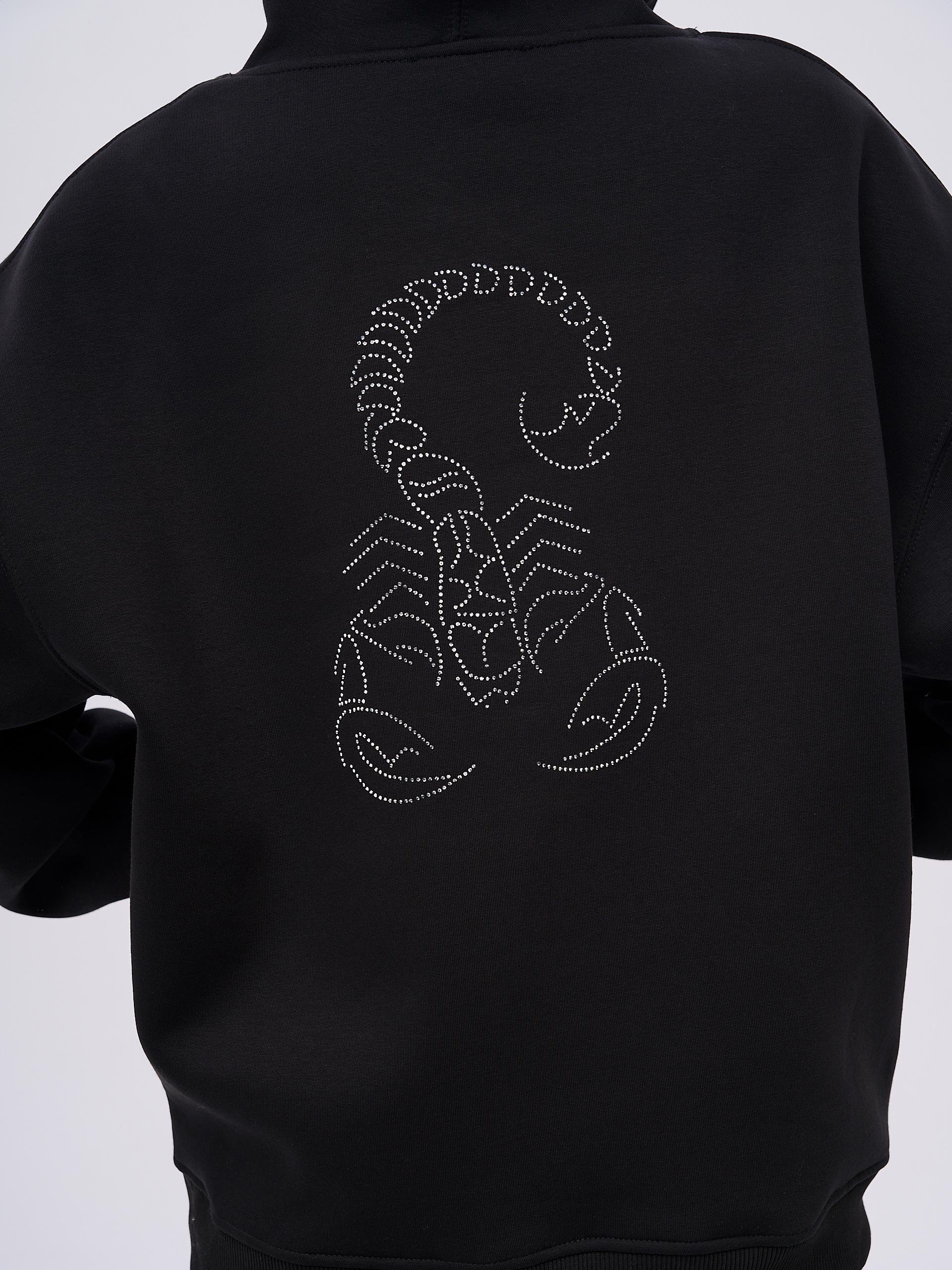 Unisex Akrep Taş Baskılı Sweatshirt Siyah