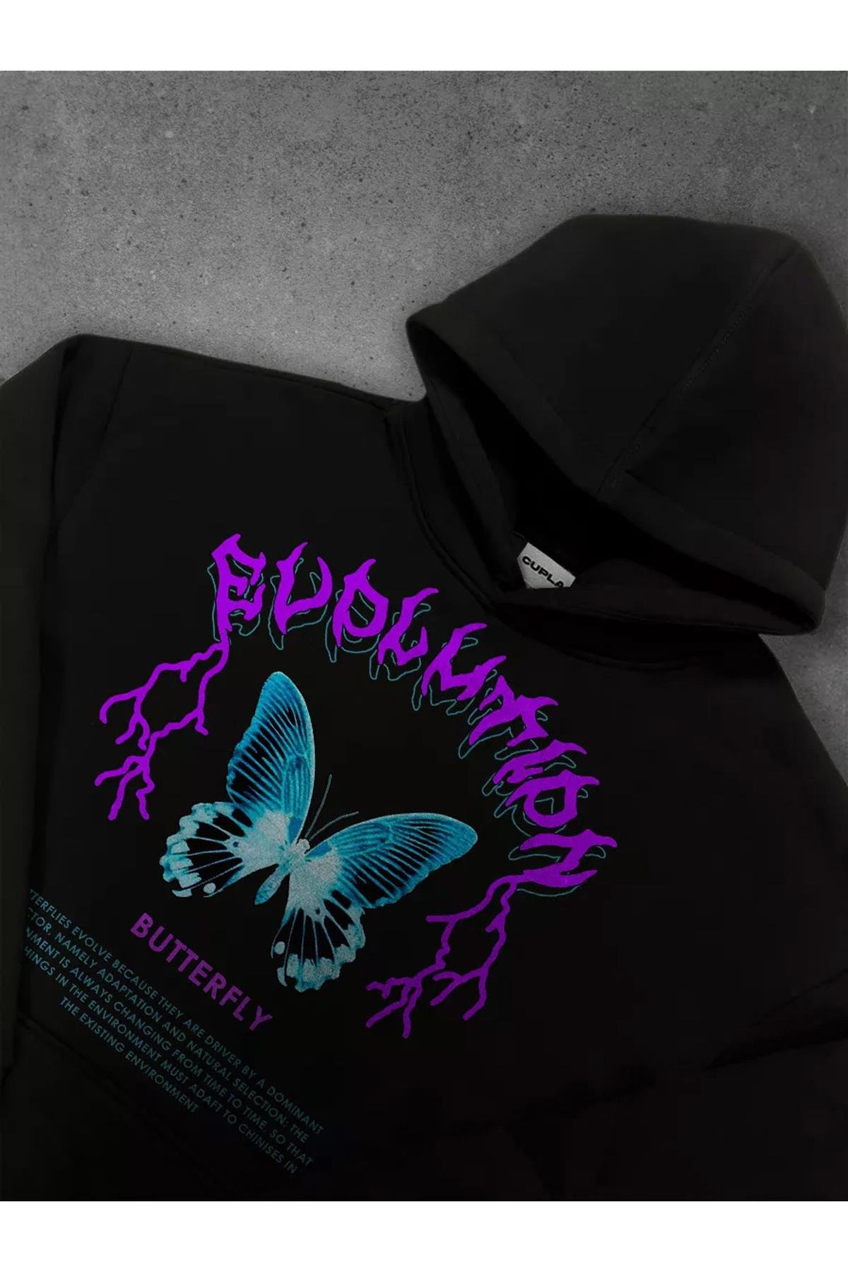 Unisex Butterfly Sweatshirt Siyah