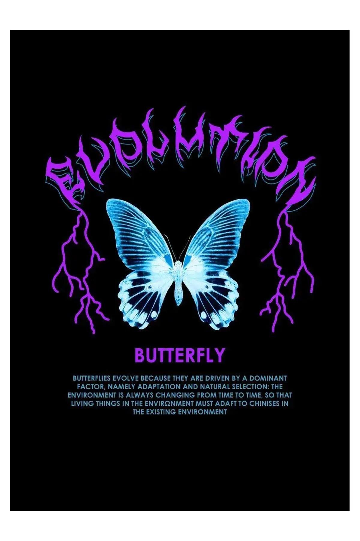 Unisex Butterfly Sweatshirt Siyah