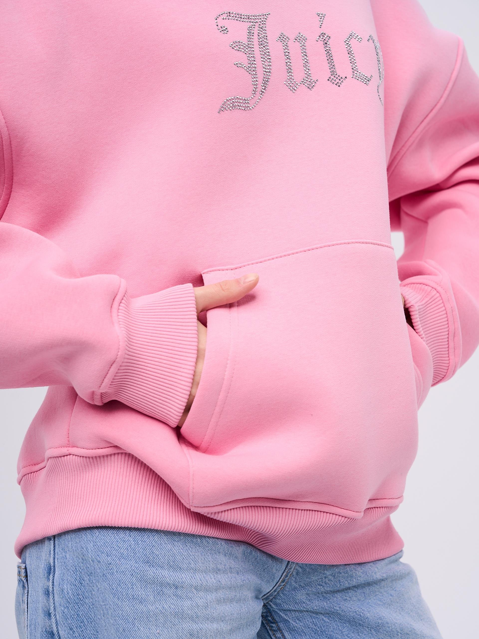 Unisex Juicy Taş Baskılı Sweatshirt Pembe