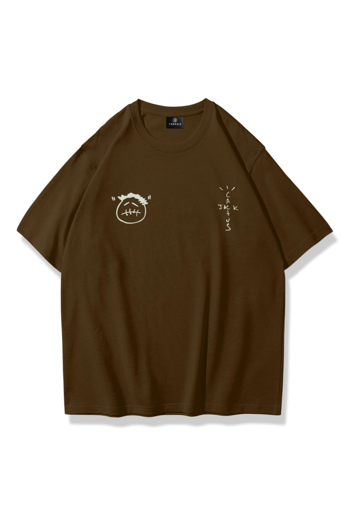 Unisex Look Mom Cactus Jack Tshirt Kahverengi