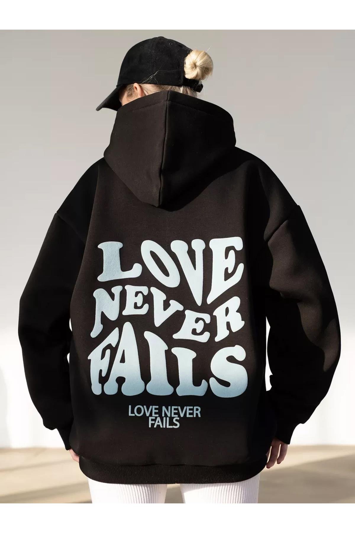 Unisex Love Never Fails Sweatshirt Siyah