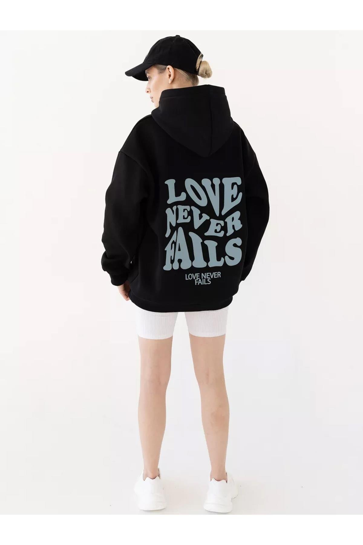 Unisex Love Never Fails Sweatshirt Siyah