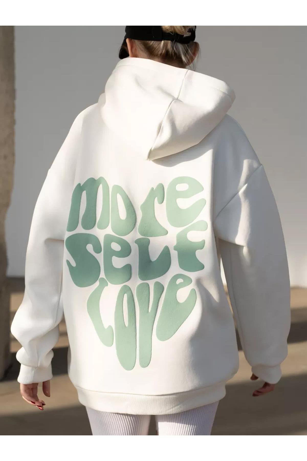 Unisex More Self Love Sweatshirt Beyaz