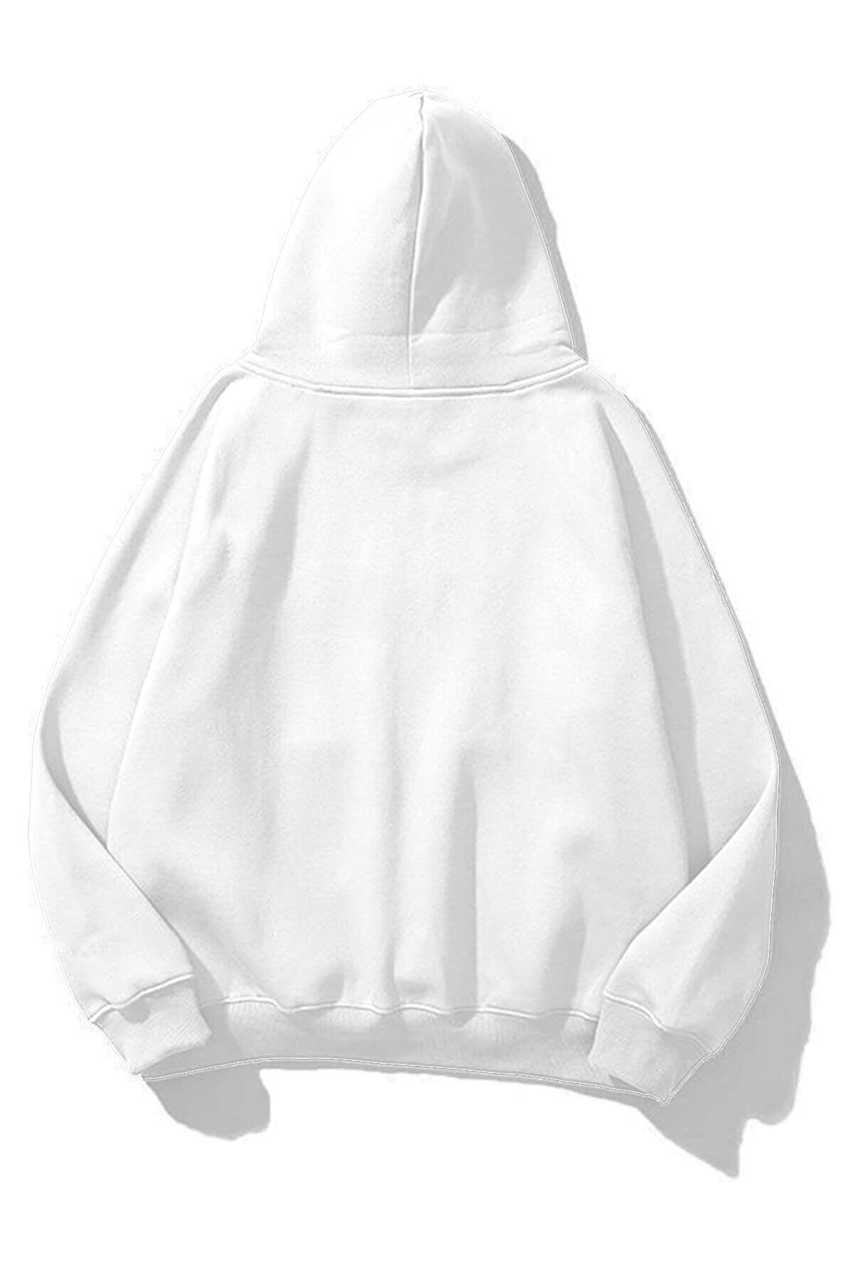 Unisex Punk Gitar Sweatshirt Beyaz