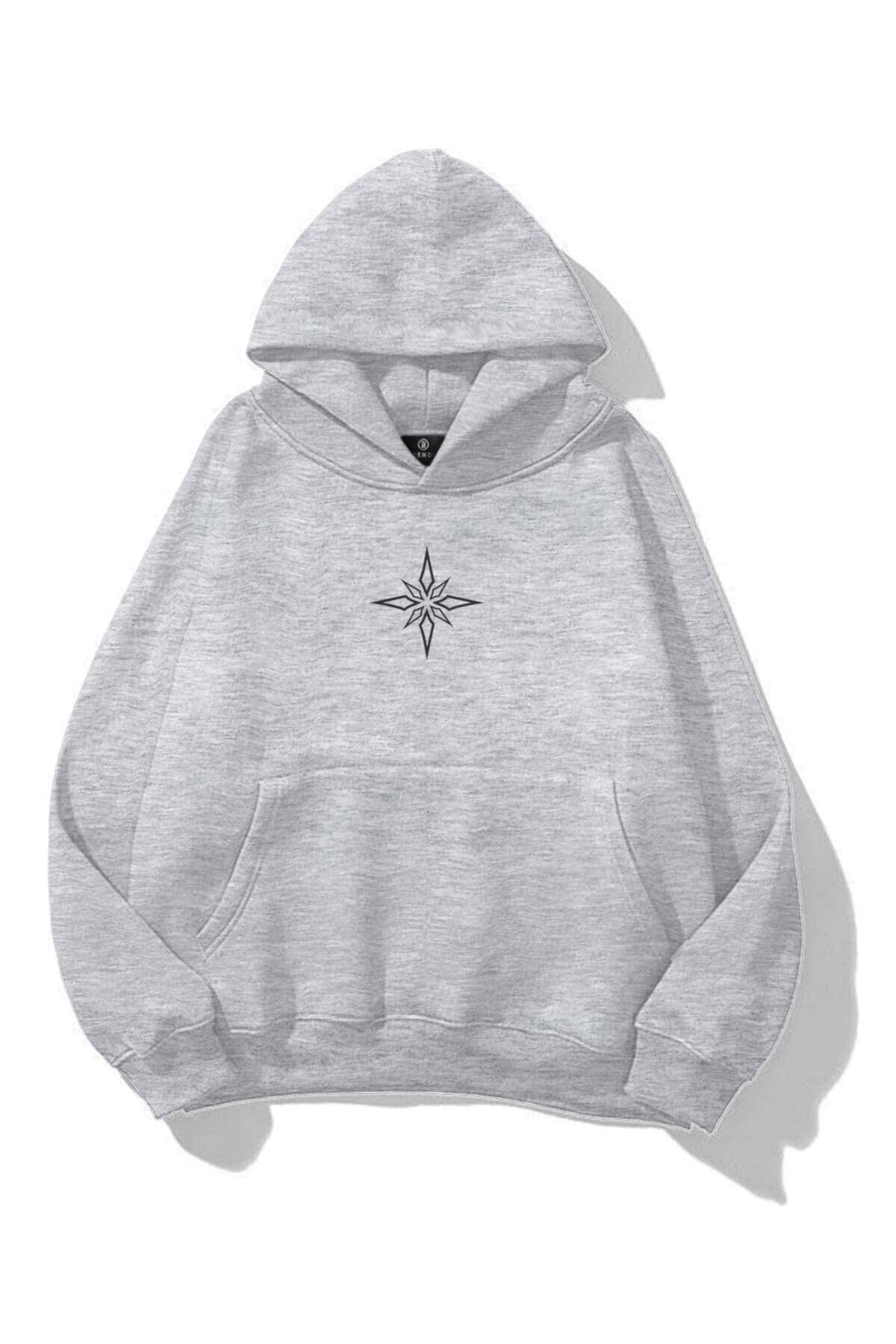 Unisex Pusula Sweatshirt Gri melanj