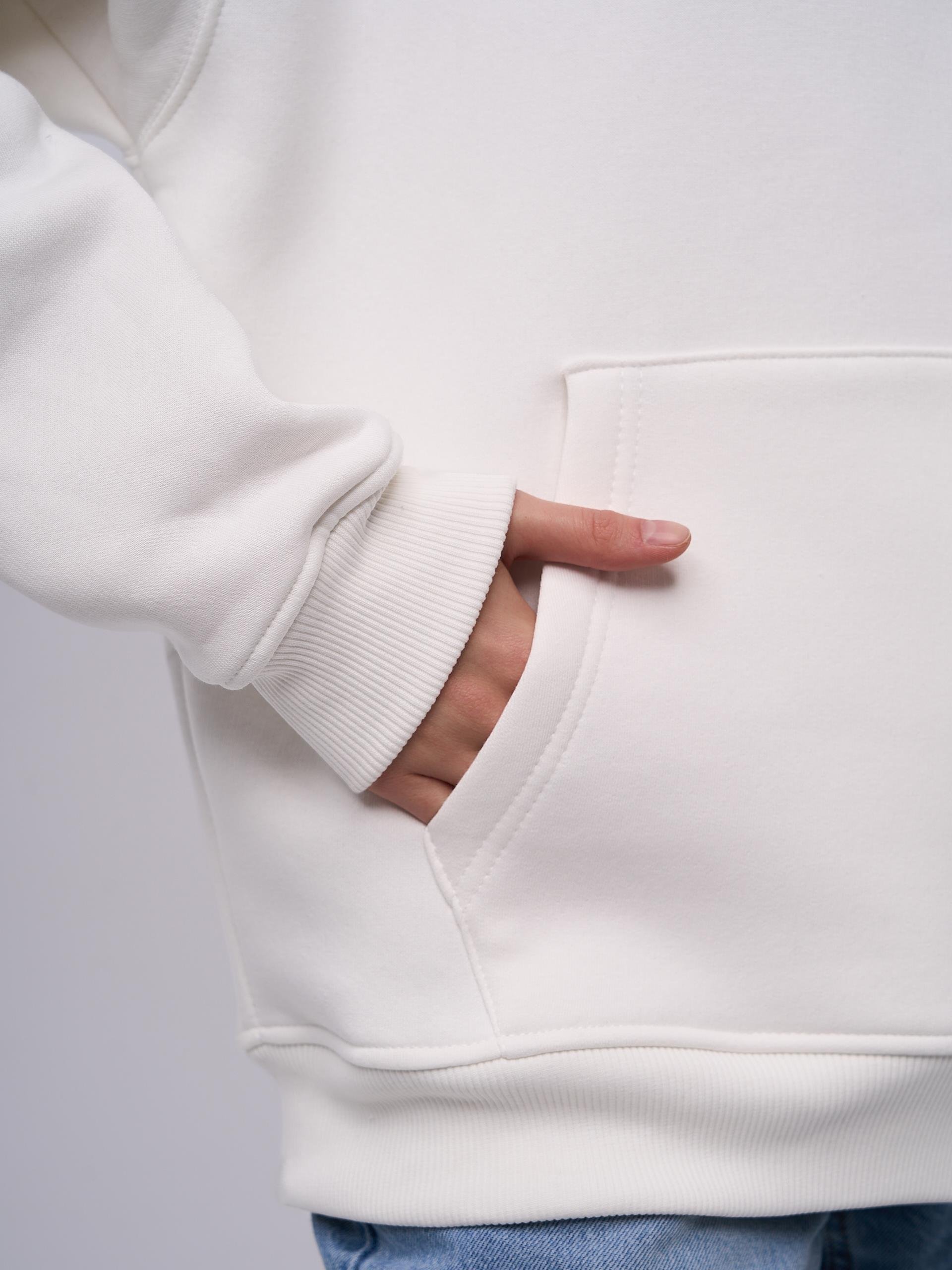 Unisex Reverse Taş Baskılı Sweatshirt Beyaz
