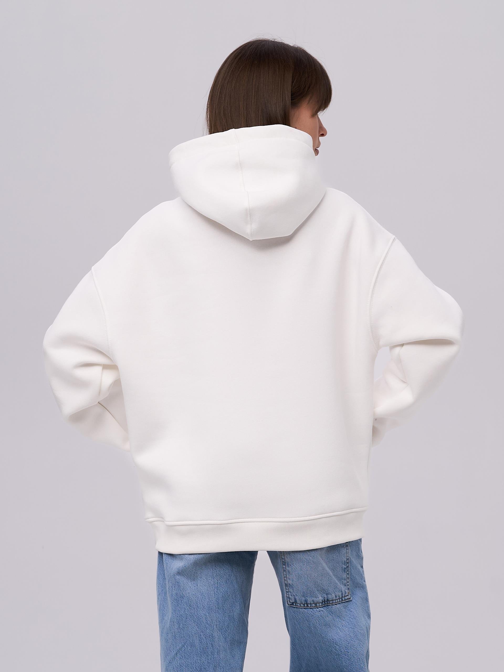 Unisex Reverse Taş Baskılı Sweatshirt Beyaz
