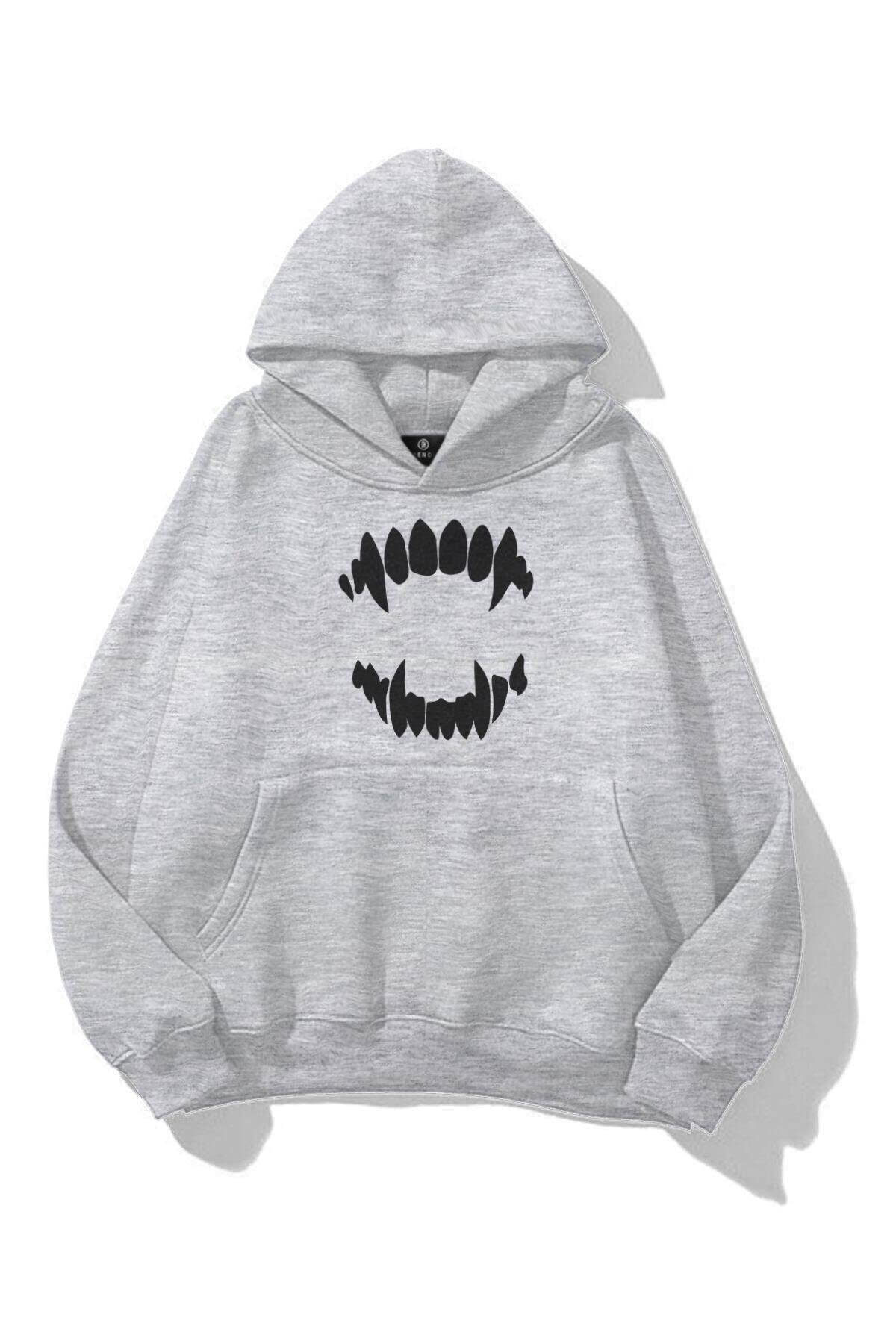 Unisex Teeth Sweatshirt Gri melanj