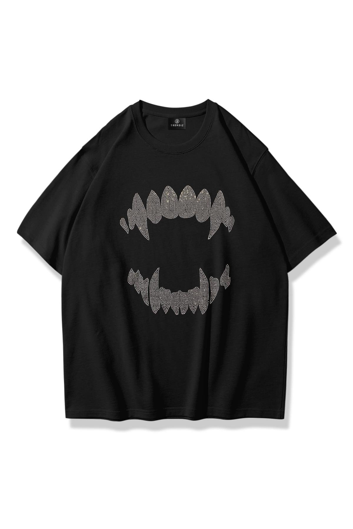 Unisex Teeth Tshirt Siyah