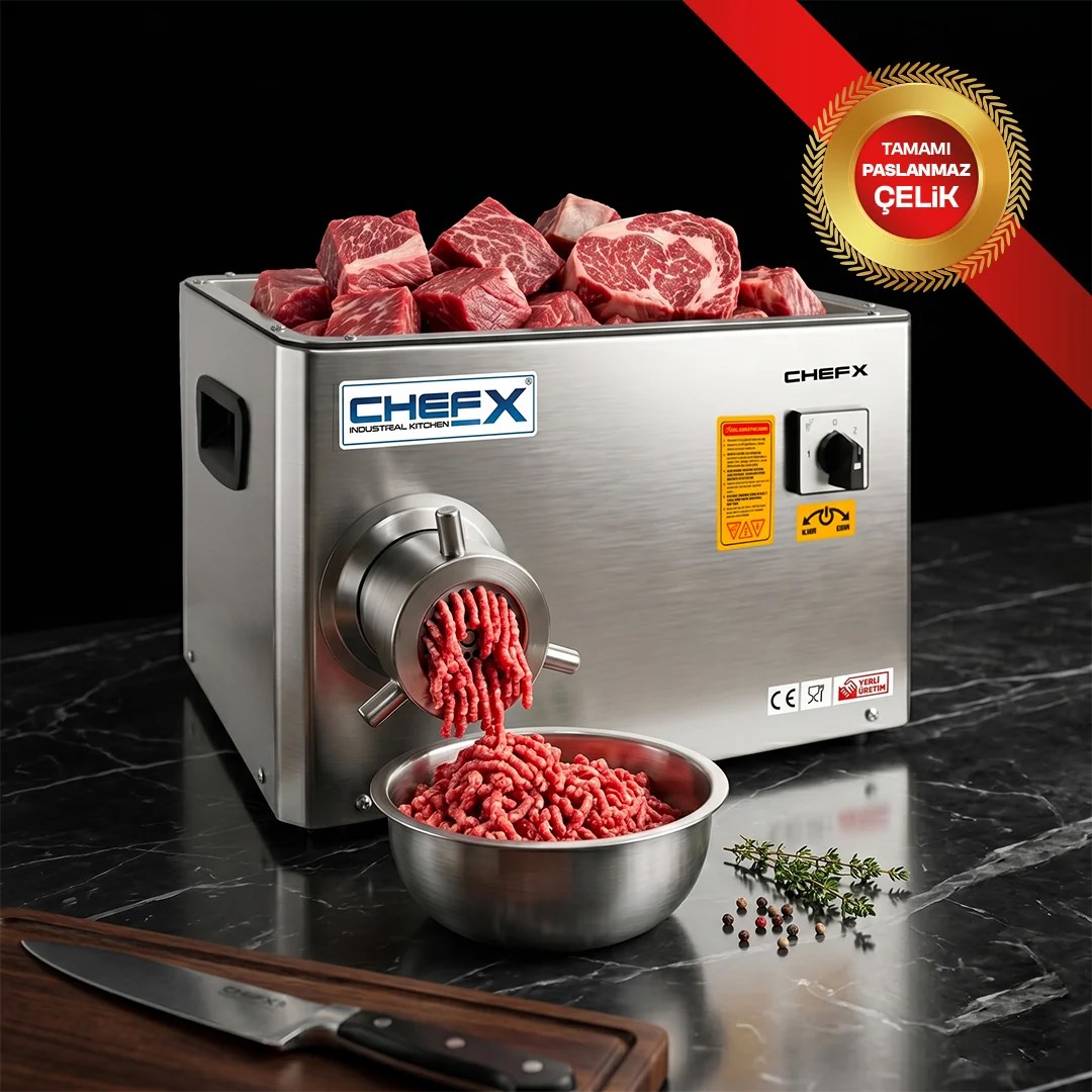 ChefX by Yeşil Makine Profesyonel Et Kıyma Makinesi 12 No 0,75 HP Paslanmaz Çelik