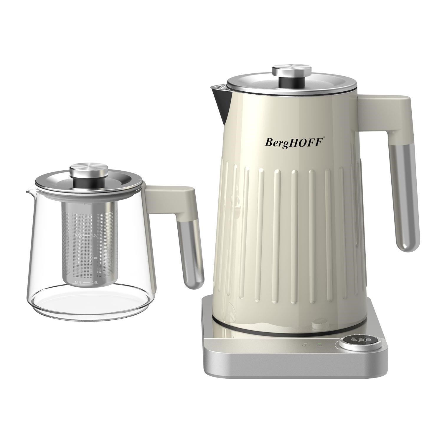 BergHOFF GEM 1.7 Litre Krem Gümüş Kulplu Çay Makinesi