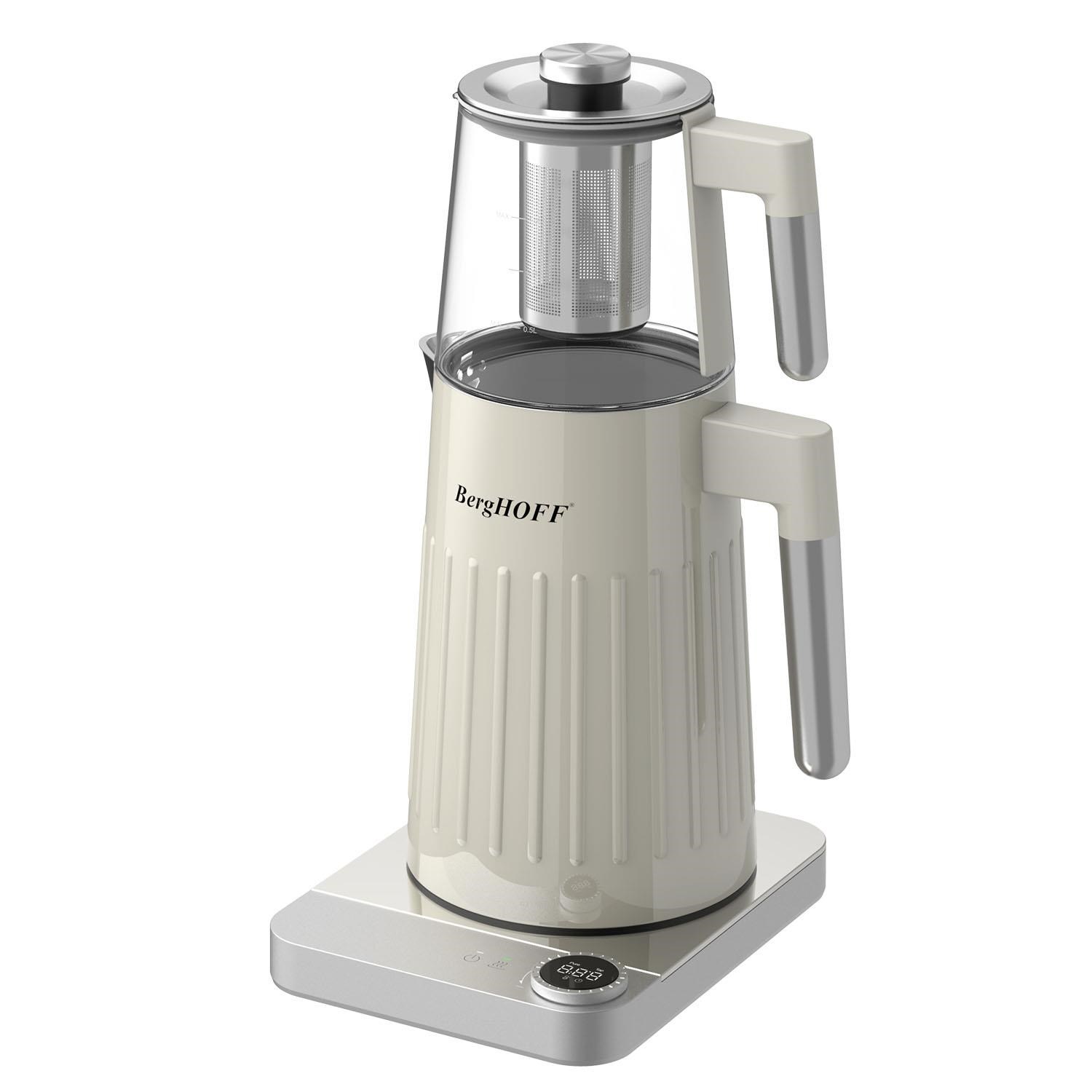 BergHOFF GEM 1.7 Litre Krem Gümüş Kulplu Çay Makinesi