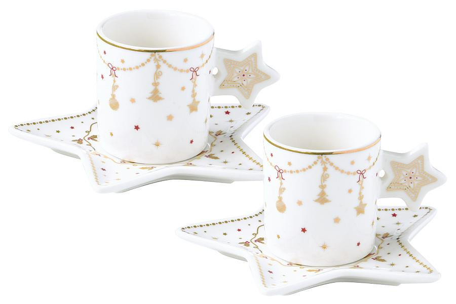 Easy Life Christmas Lights 2'li Porselen Kahve Fincanı 80 ml & Tabağı