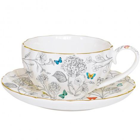 Easy Life Fleurs & Papillons Porselen Çay Fincanı 200 ml & Tabağı