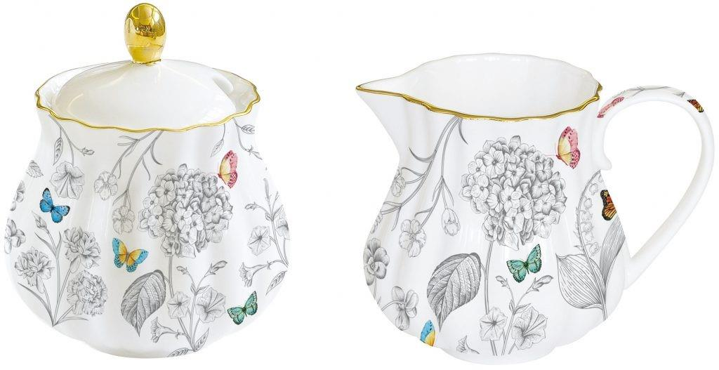 Easy Life Fleurs & Papillons Porselen Krema & Şekerlik 200 ml + 200 ml