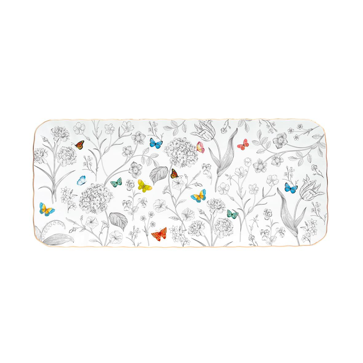 Easy Life Fleurs & Papillons Porselen Servis Tabağı 36cm x 16cm
