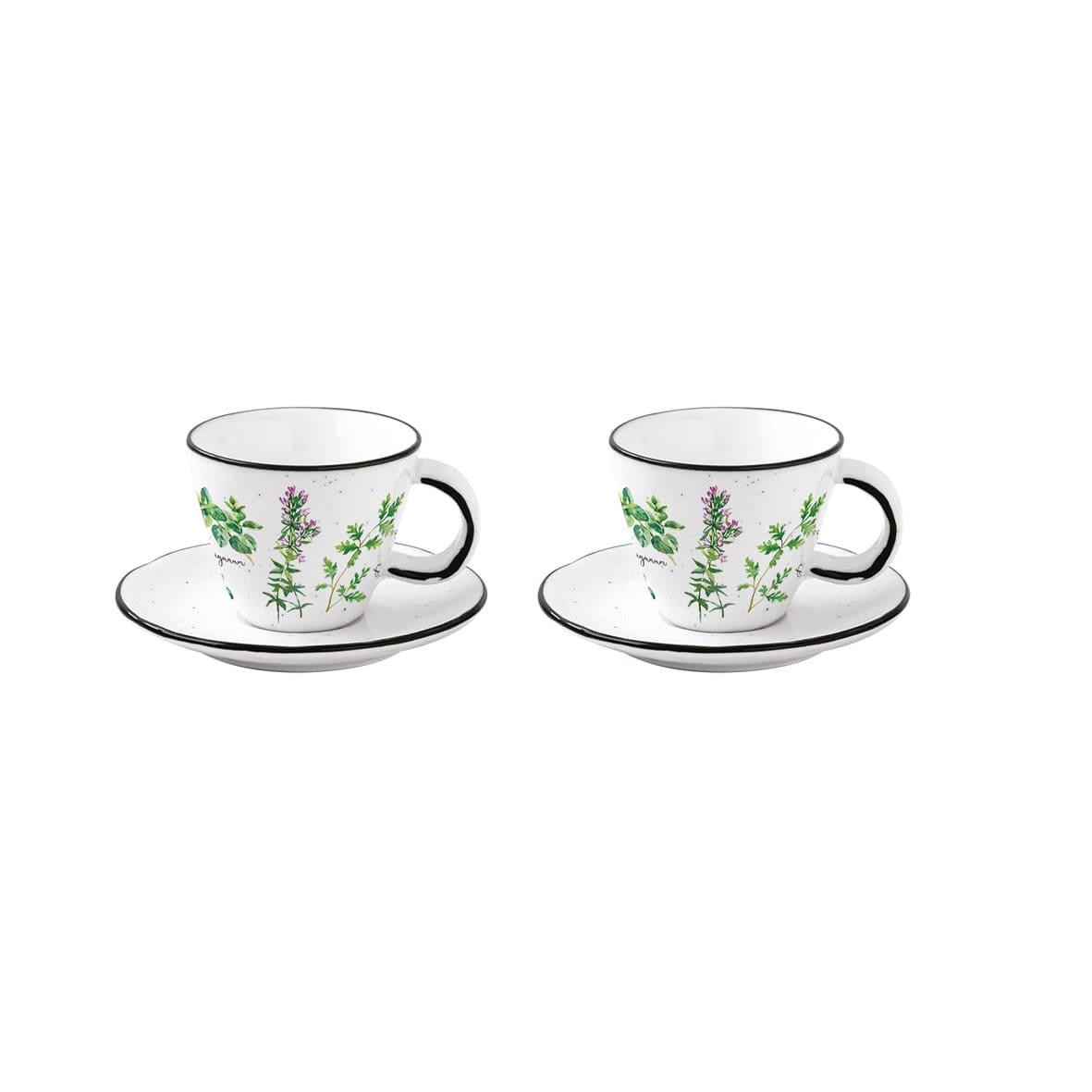 Easy Life Herbarium 2'li Porselen Kahve Fincan 120 ml ve Tabağı Seti