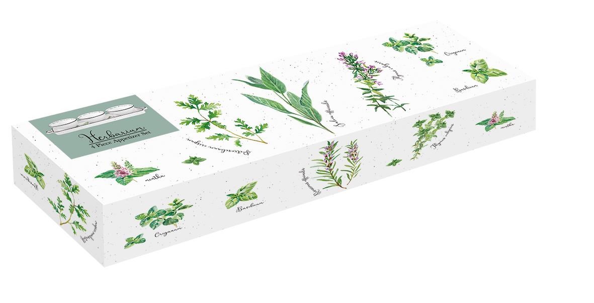 Easy Life Herbarium Porselen Meze Seti 37cm x 10cm - 3 Kase Ø 10cm