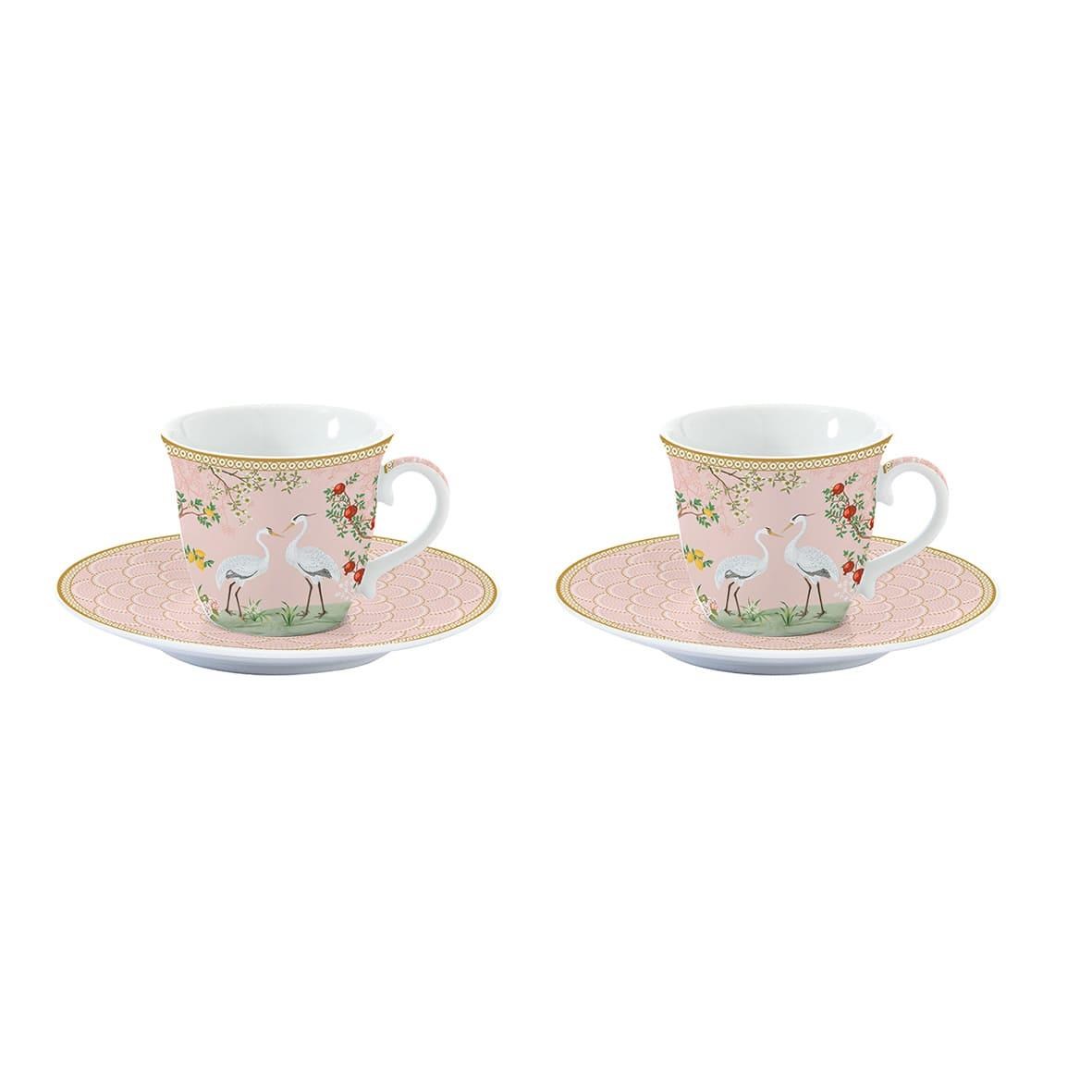 Easy Life Jardin de Reves 2'li Porselen Kahve Fincan 80 ml & Tabağı Seti