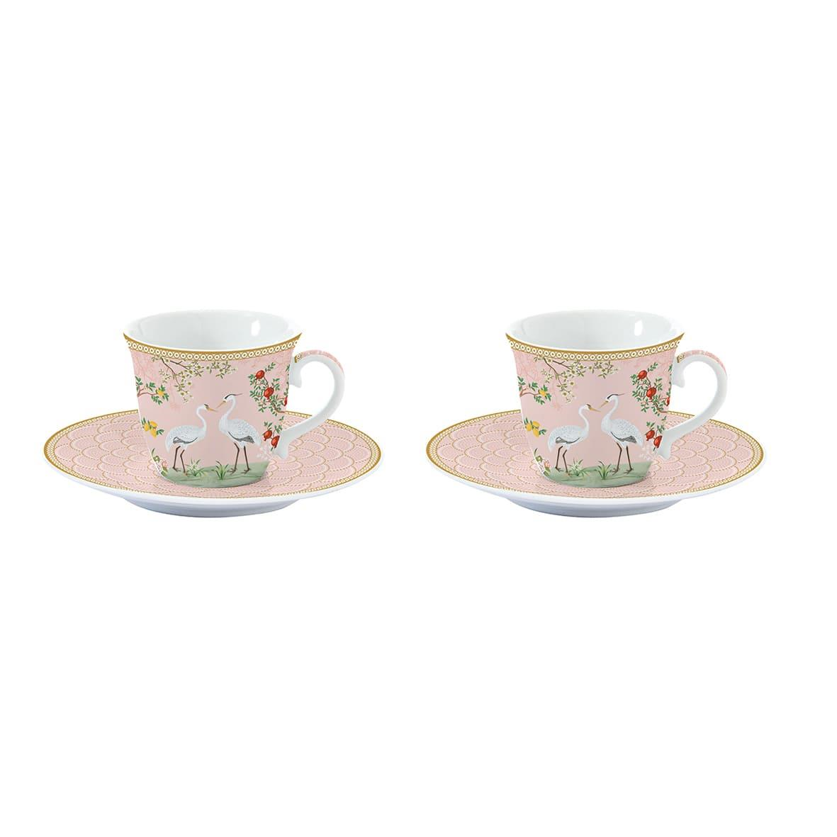 Easy Life Jardin de Reves 2'li Porselen Kahve Fincan 80 ml & Tabağı Seti