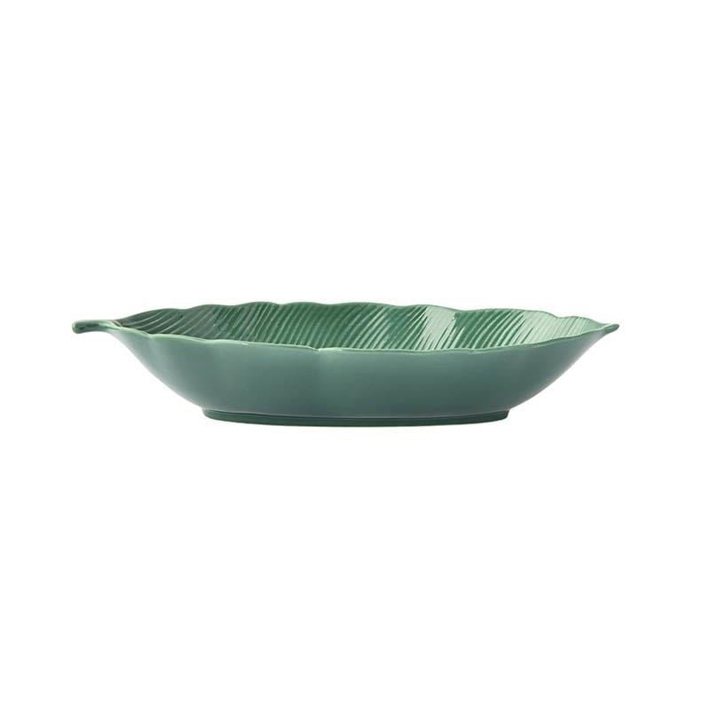 Easy Life Madagascar Porselen Kase 26cm x 11,5cm Tropikal Yaprak Şekli Yeşil