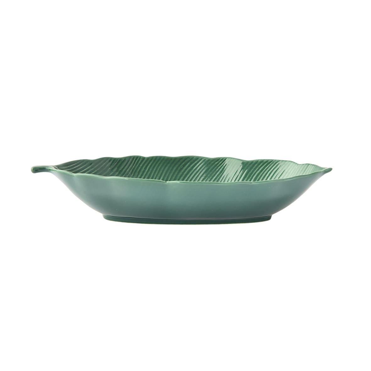 Easy Life Madagascar Porselen Kase 30cm x 13cm Tropikal Yaprak Şekli Yeşil
