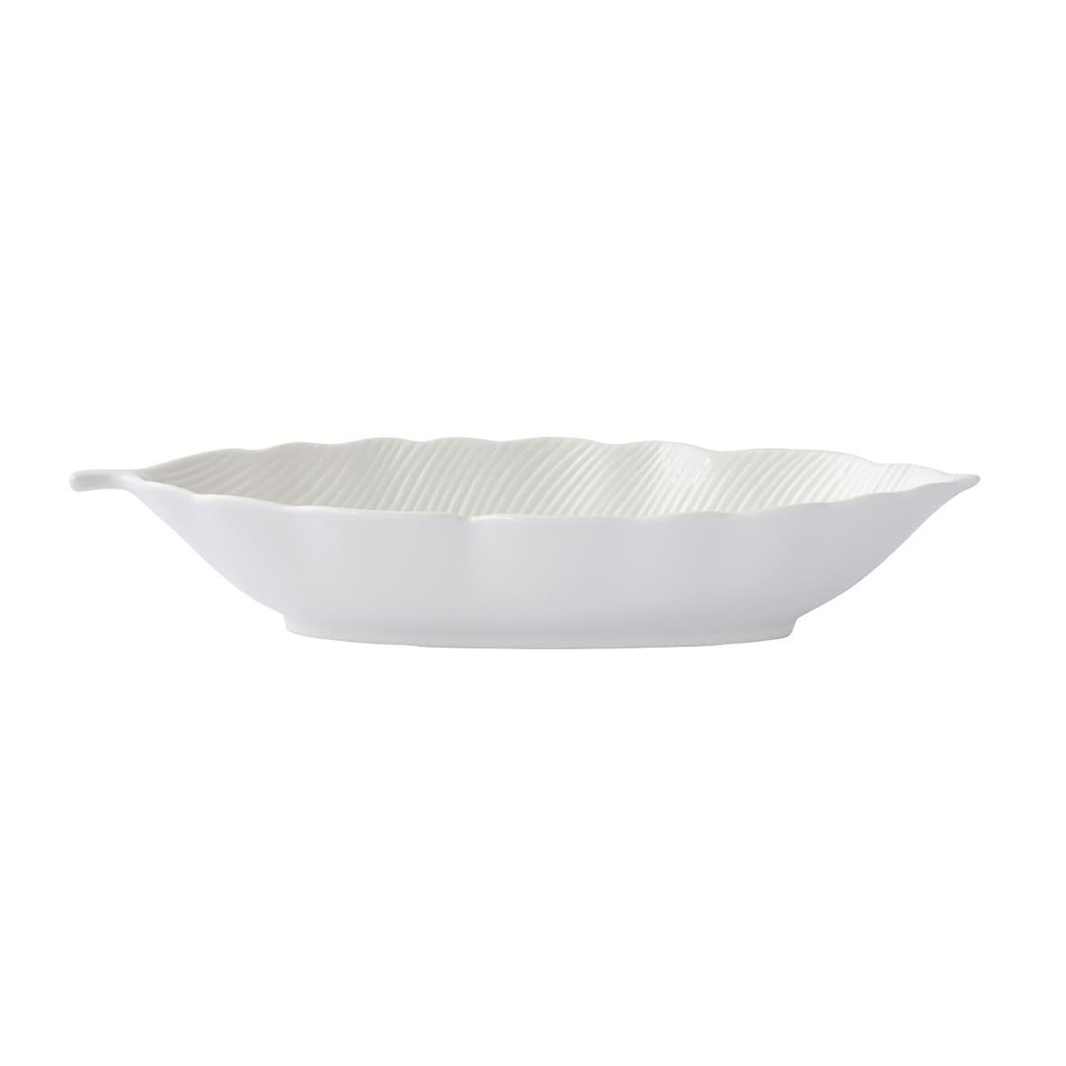 Easy Life Madagascar Porselen Kase 36cm x 16cm Tropikal Yaprak Şekli Beyaz